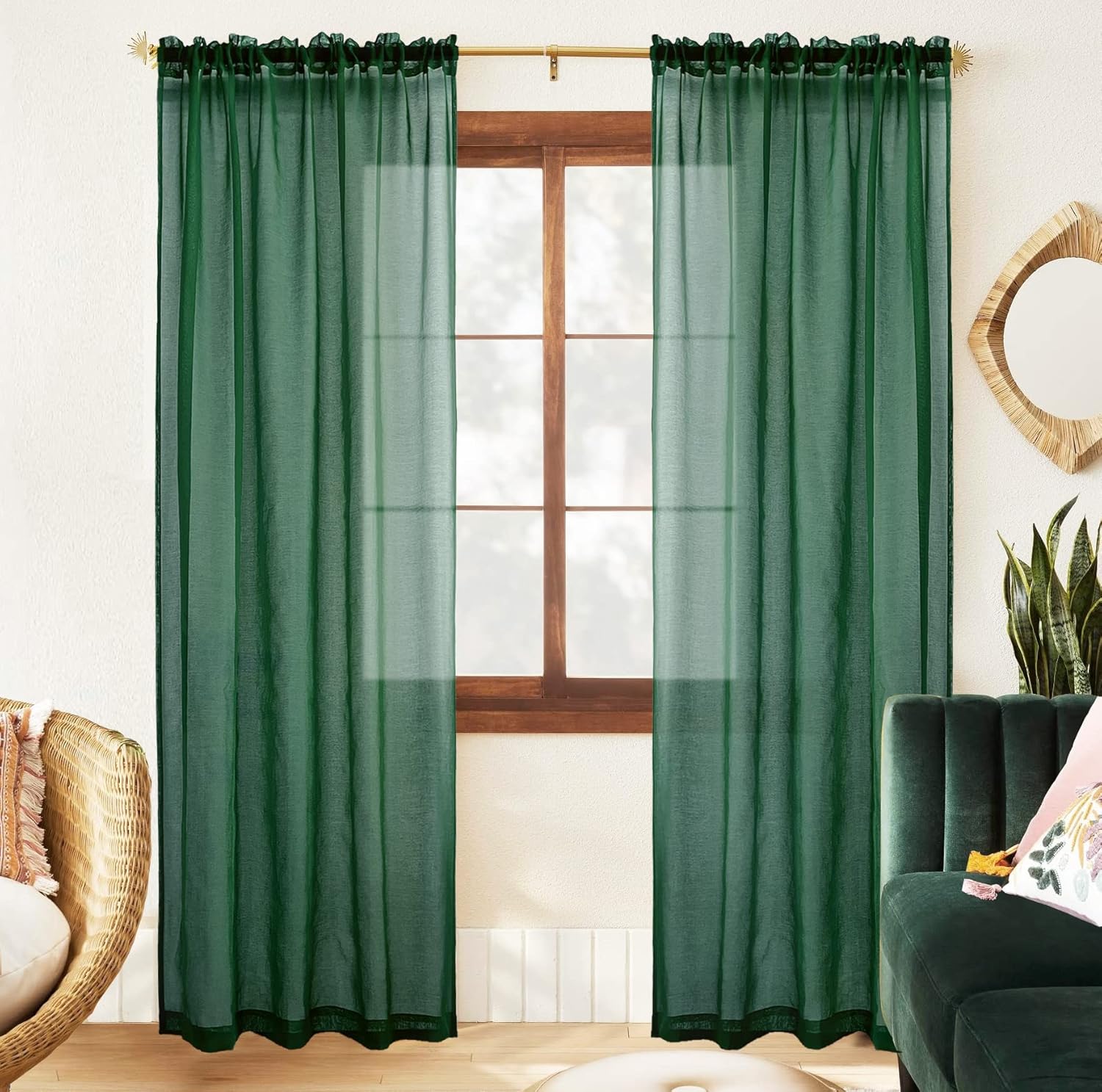 XTMYI Christmas Green Curtains 84 Inch Length for Living