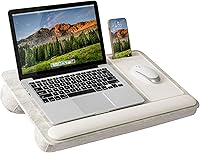 Vista 21 de LapGear Home Office Pro - Escritorio de regazo con reposa muñecas, alfombrilla para mouse y soporte para teléfono, madera de roble, se adapta a