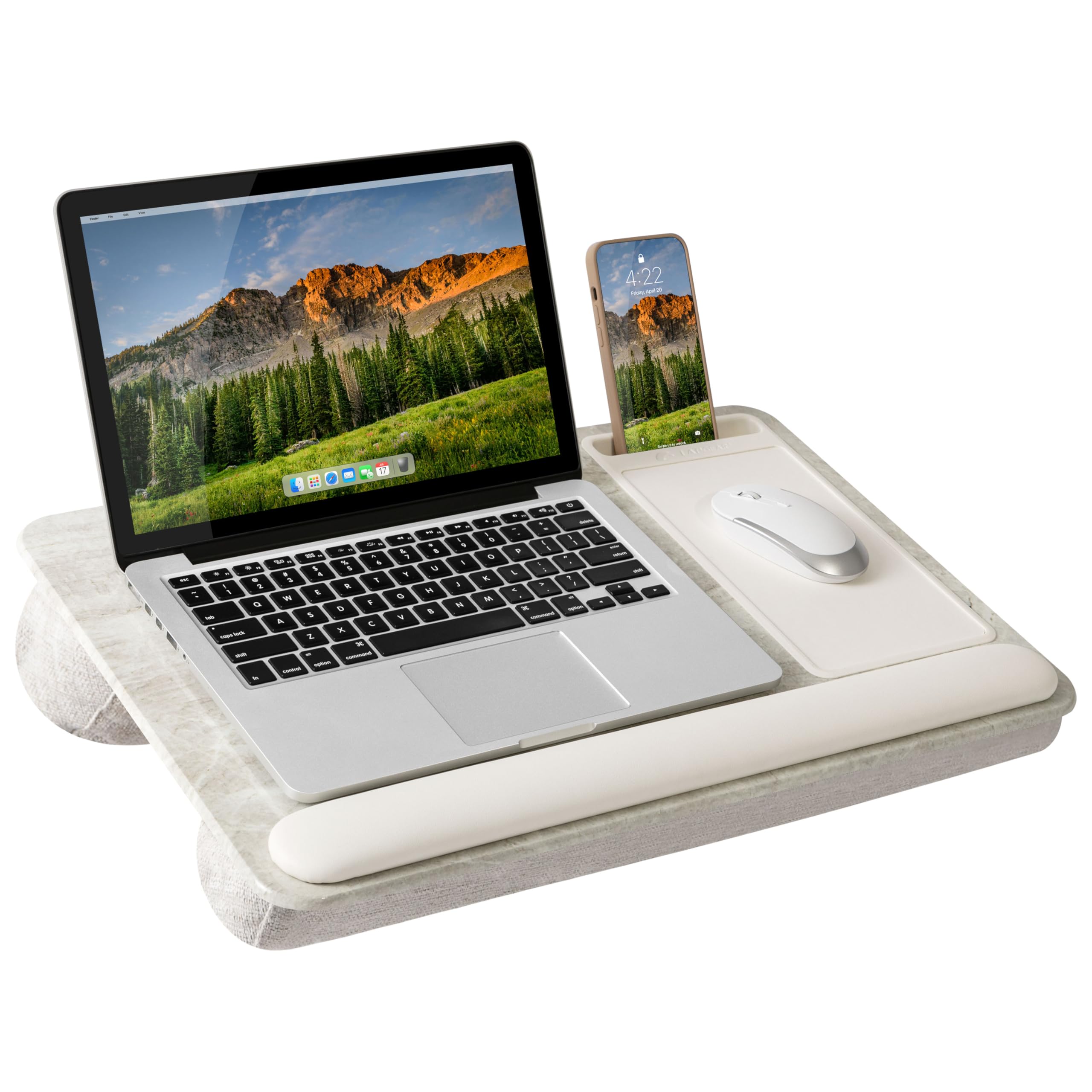 LAPGEAR Home Office Pro Lap Desk with Wrist Rest, Mouse Pad, and Phone Holder - Taj Mahal Marble - Fits up to 15.6 Inch Laptops - Style No. 91601