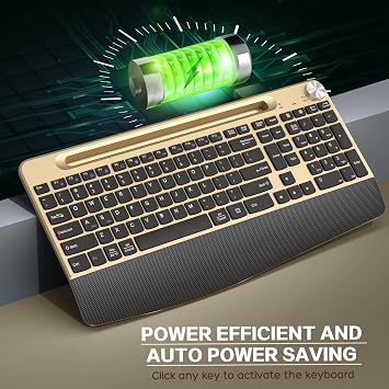 JOYACCESS Wireless Keyboard and Mouse Combo,Full-Sized 2.4GHz Wireless Keyboard with Comfortable Palm Rest,Volume Roller& Tilt Legs 2.4GHz Cordless Connection for Mac/Windows