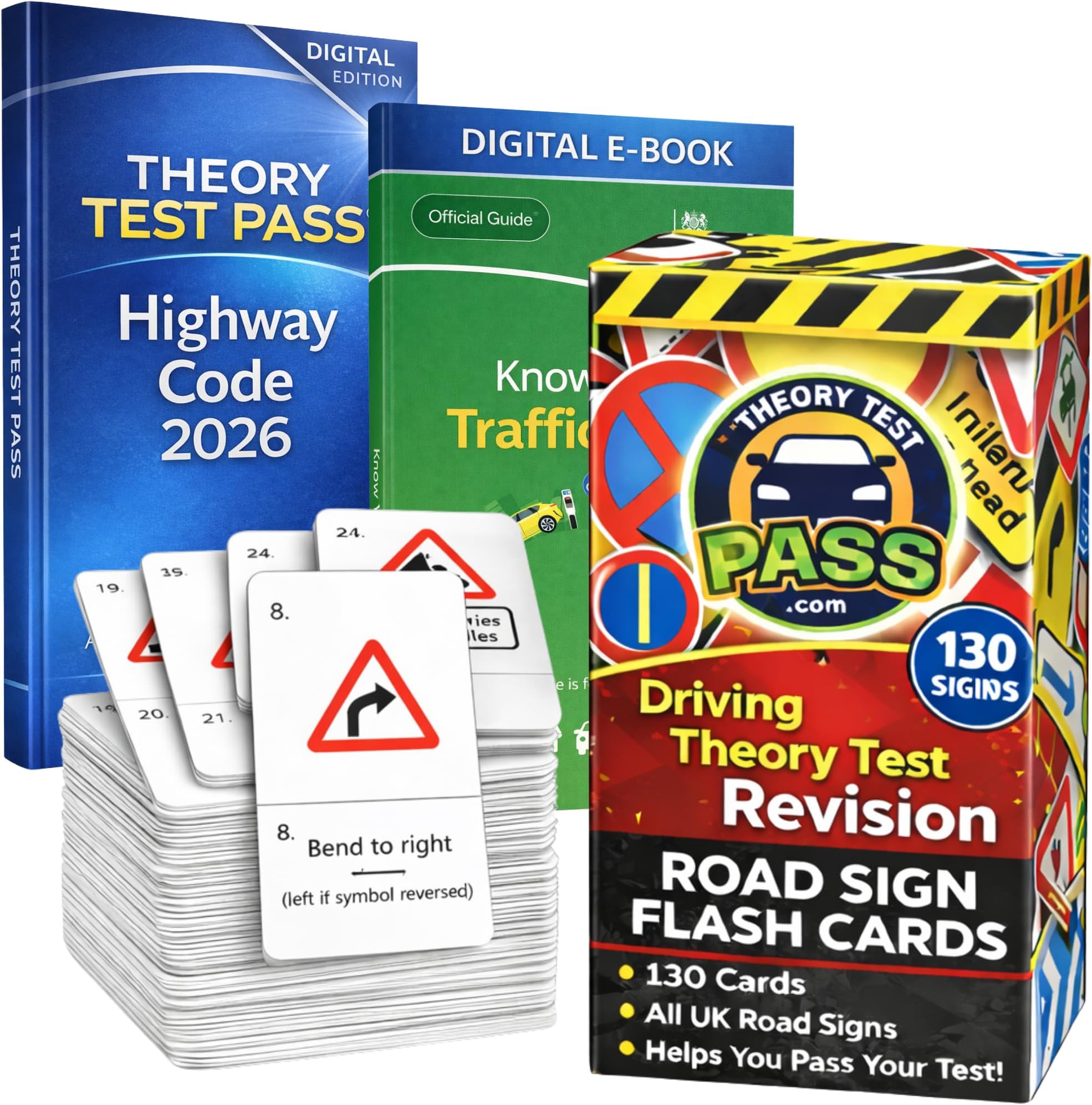 Road Signs Flash Cards 2025 UK– Practical and Easy To Use Double-Sided Driving Theory Test Flash Cards 2025 with Signs and Explanation – Includes Highway Code E-Book