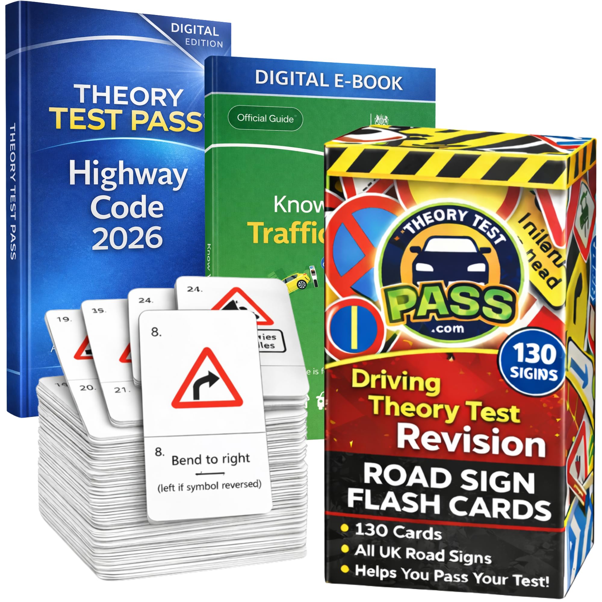 Road Signs Flash Cards 2025 UK– Practical and Easy To Use Double-Sided Driving Theory Test Flash Cards 2025 with Signs and Explanation – Includes Highway Code E-Book