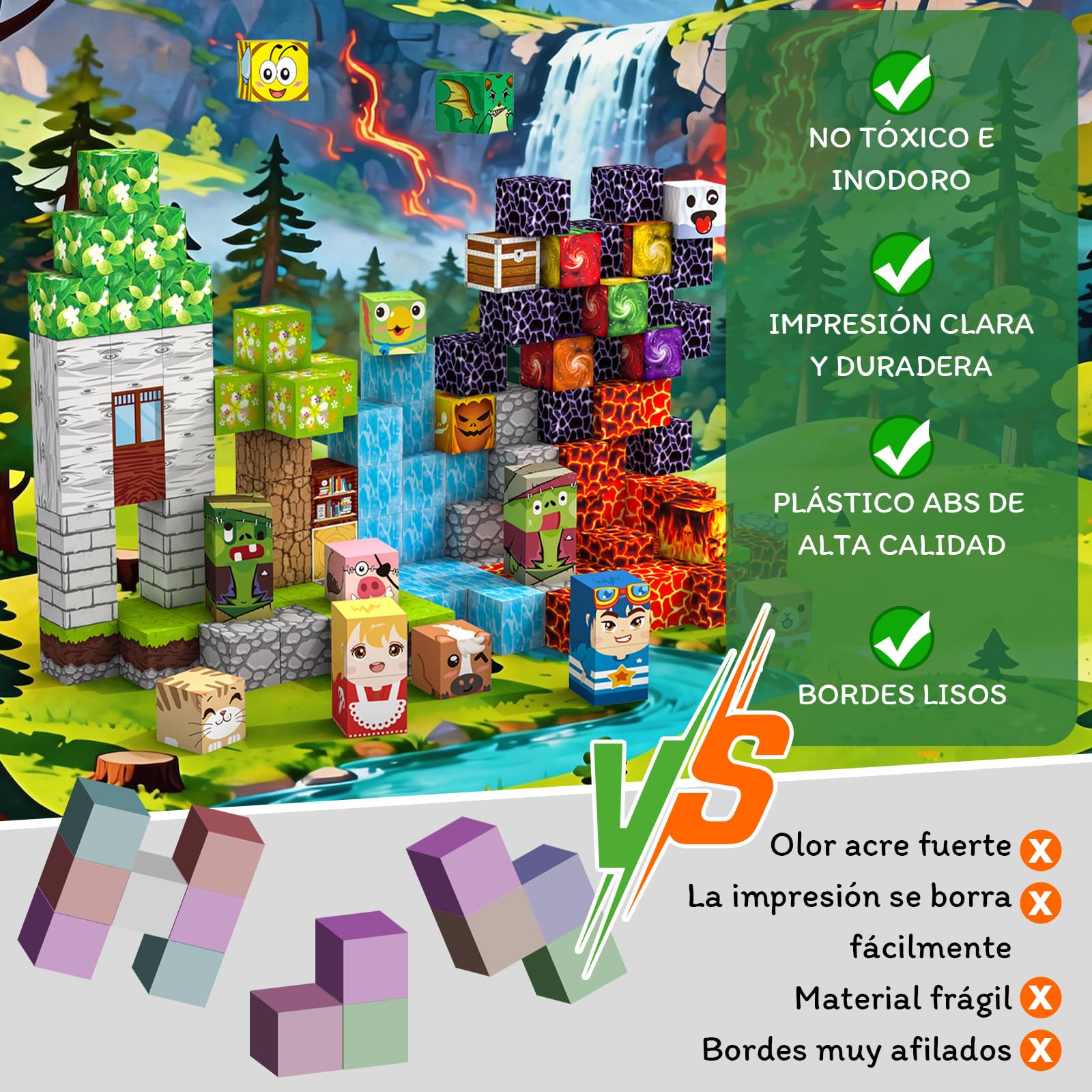 Bloques Magneticos Construccion Niños 220 Piezas 2CM 3+ Magneticas, Juego Magnetic Blocks Tiles Construcción, Juguetes Montessori para Niños 4 5 6 7 8 9 10 11 12 Regalos de Cumpleaños para Niñas