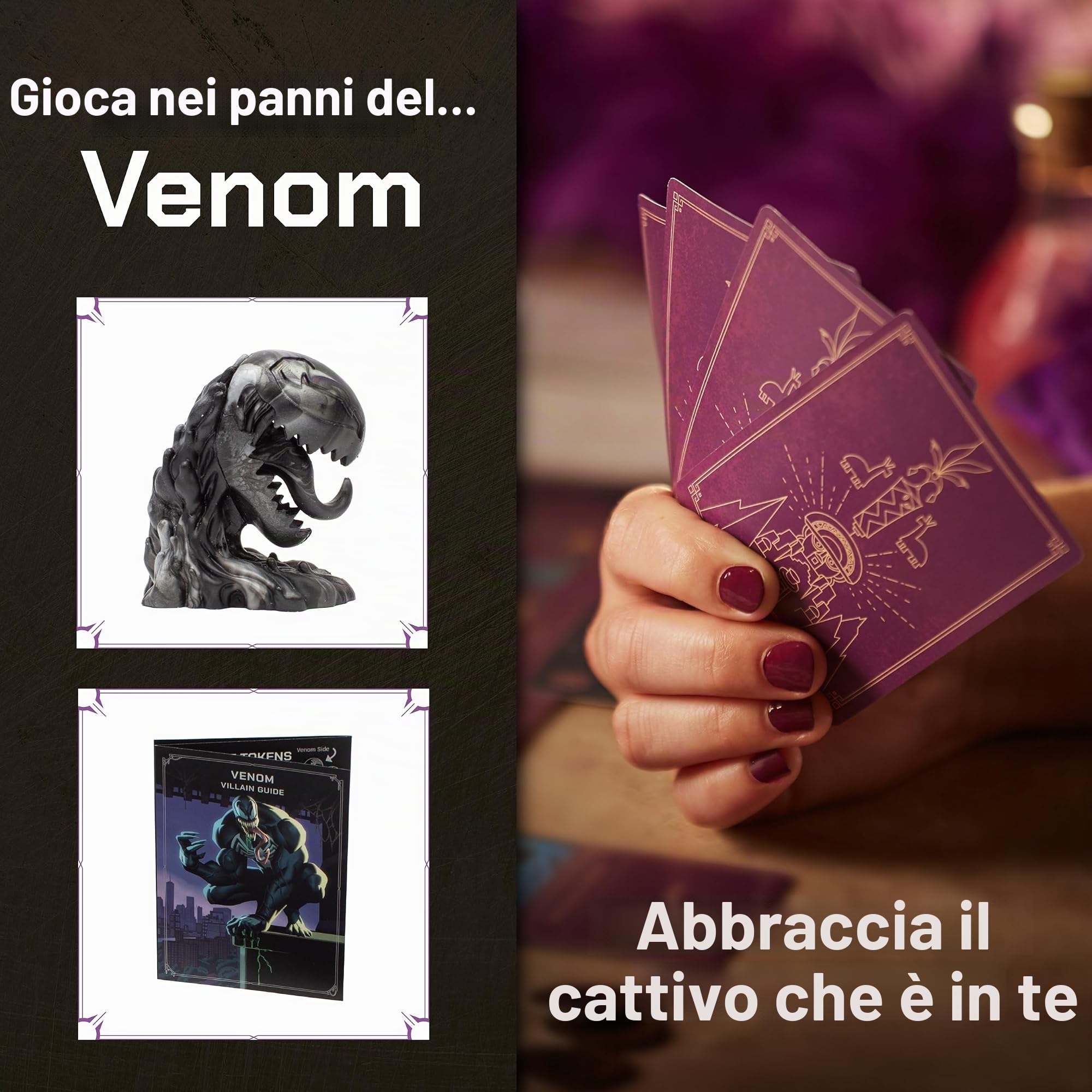 Marvel Villainous - We are Venom - Espansione del gioco da tavolo strategico a personaggio singolo - Gioca nei panni di Venom, l'iconico simbiote e sconfiggi Spider-Man, gatto nero e altri eroi - Età