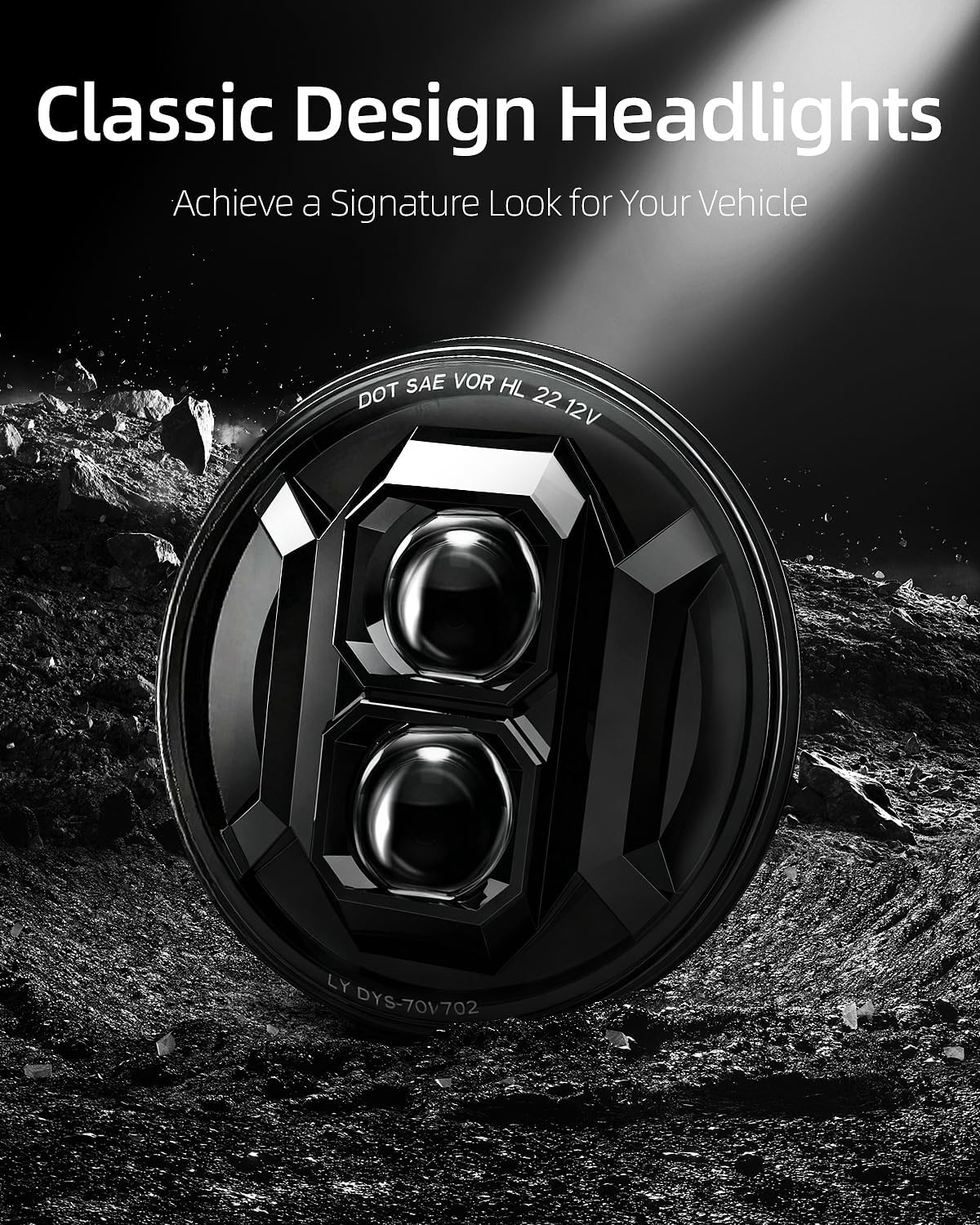 2PCS New Anti-glare 7 Inch Round Led Headlights DOT Approved Compatible with Jeep Wrangler JK TJ LJ, C-hevy, M-iata & More, Hi/Low Beam Headlight Assembly, H6024 LED Headlight IP67 Waterproof