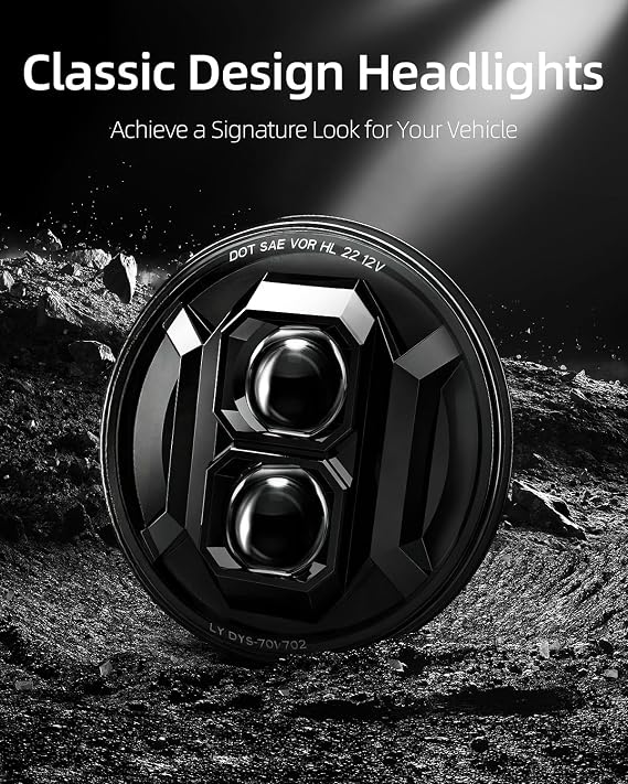 2PCS New Anti-glare 7 Inch Round Led Headlights DOT Approved Compatible with Jeep Wrangler JK TJ LJ, C-hevy, M-iata & More, Hi/Low Beam Headlight Assembly, H6024 LED Headlight IP67 Waterproof