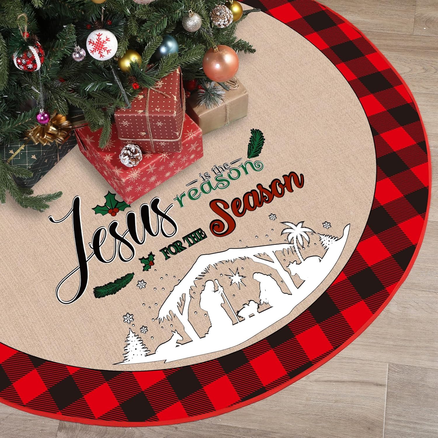 48 Inch Christmas Tree Skirt Nativity Scene Holy Family