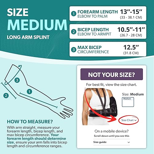 Miniatura 10 de BraceAbility Férula de brazo largo posterior inmovilizador de codo, soporte de antebrazo derecho o izquierdo con soporte para fracturas,