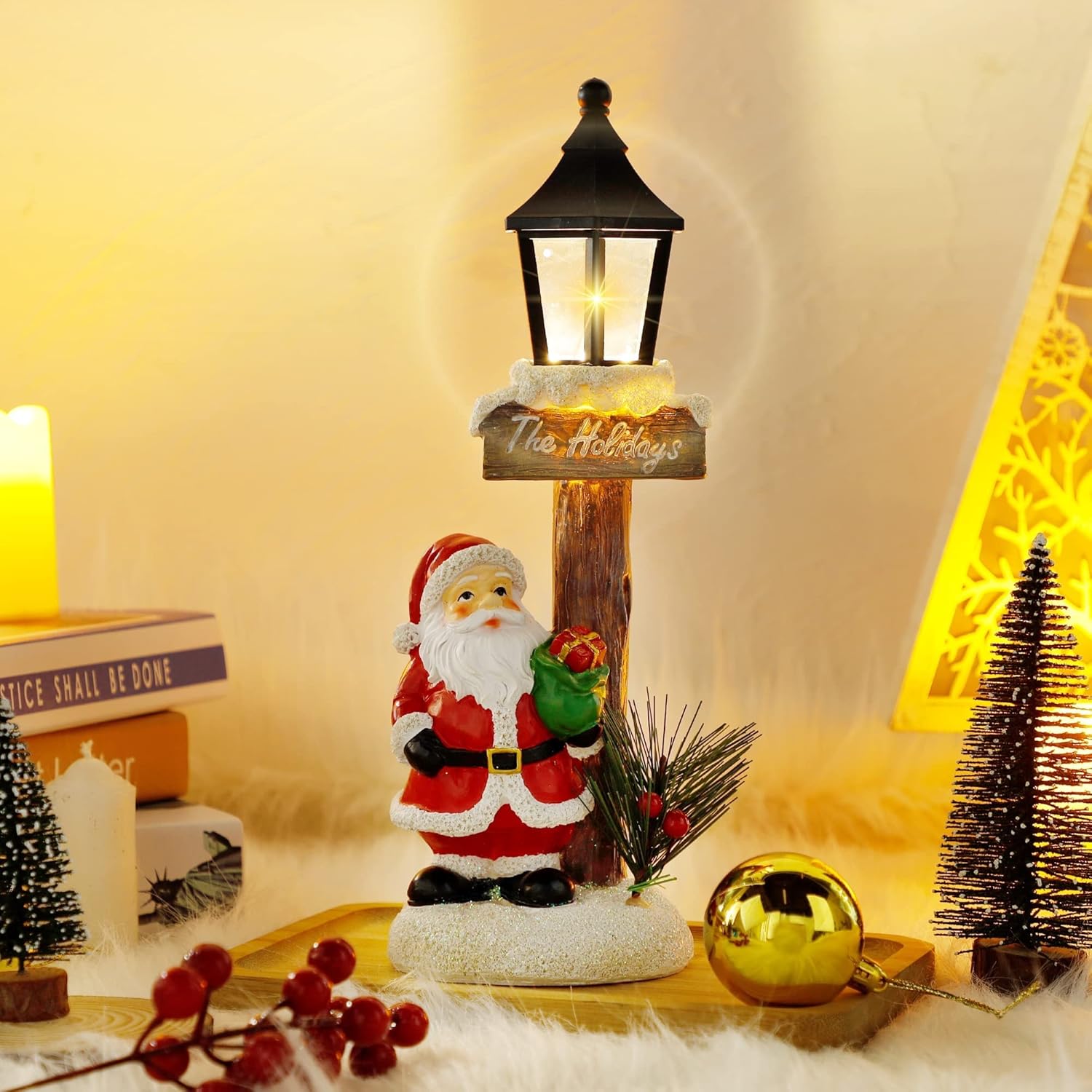 Prsildan Christmas Indoor Decorations, LED Lights Santa