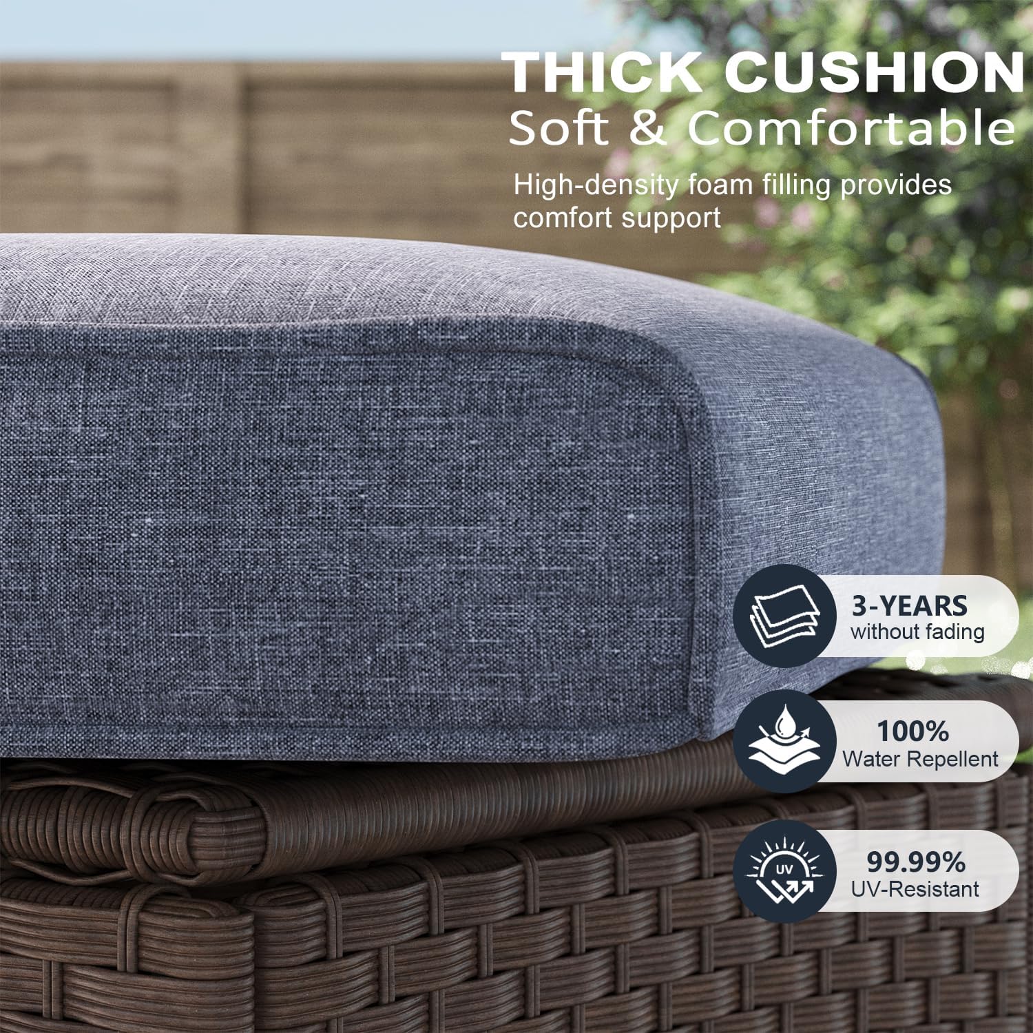 LayinSun 10 Piece Wicker Patio Furniture Set with Fire Pit Table, Classis Outdoor Conversation 360 Degree Swivel Chairs Set with Coffee Table thumbnail