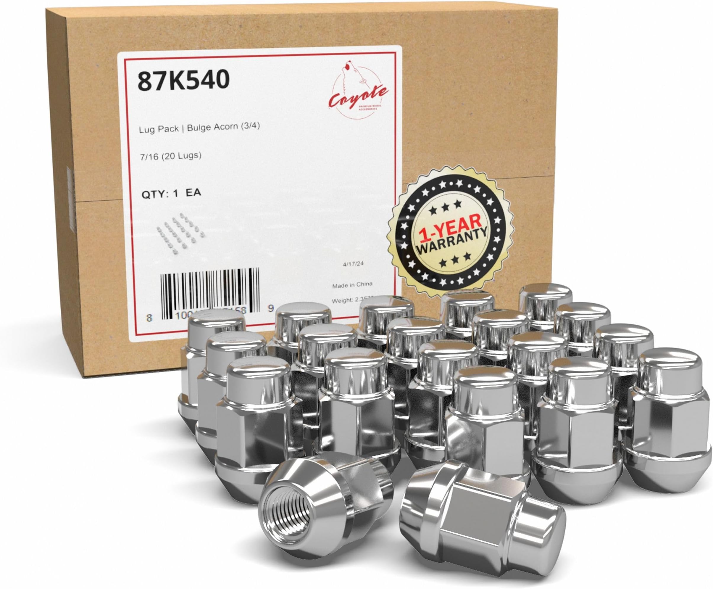 2-Piece Chrome Lug Nut Kit