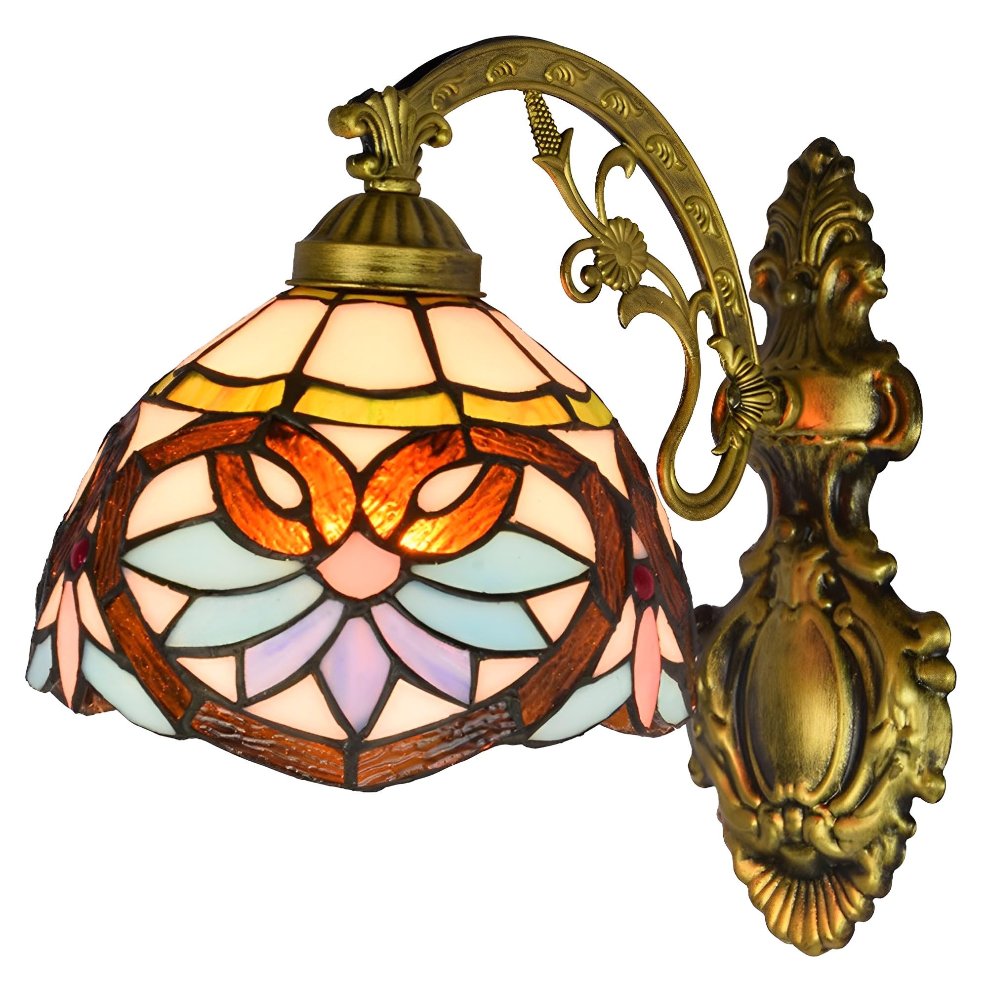 FYZDLAOR American Style TiffanyStyle Wall Sconces with Stained Glass Shade,Wall Mounted Lighting Fixtures for Living Room Staircase Bedroom