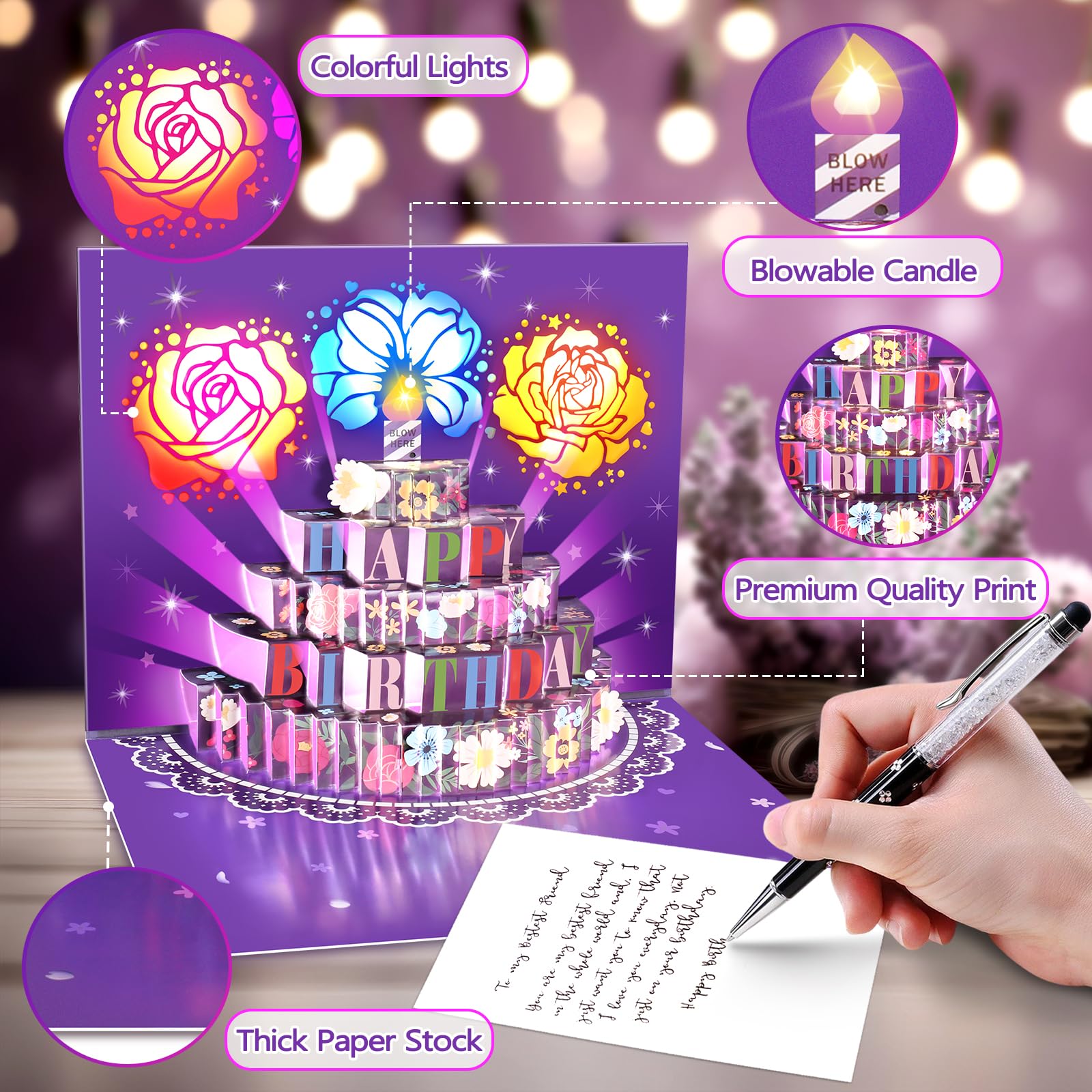 FITMITE Tarjeta de aniversario, luz, música y fuegos artificiales, regalo romántico para ella, él, pareja, tarjeta de boda, tarjeta de San Valentín, tarjetas de feliz aniversario