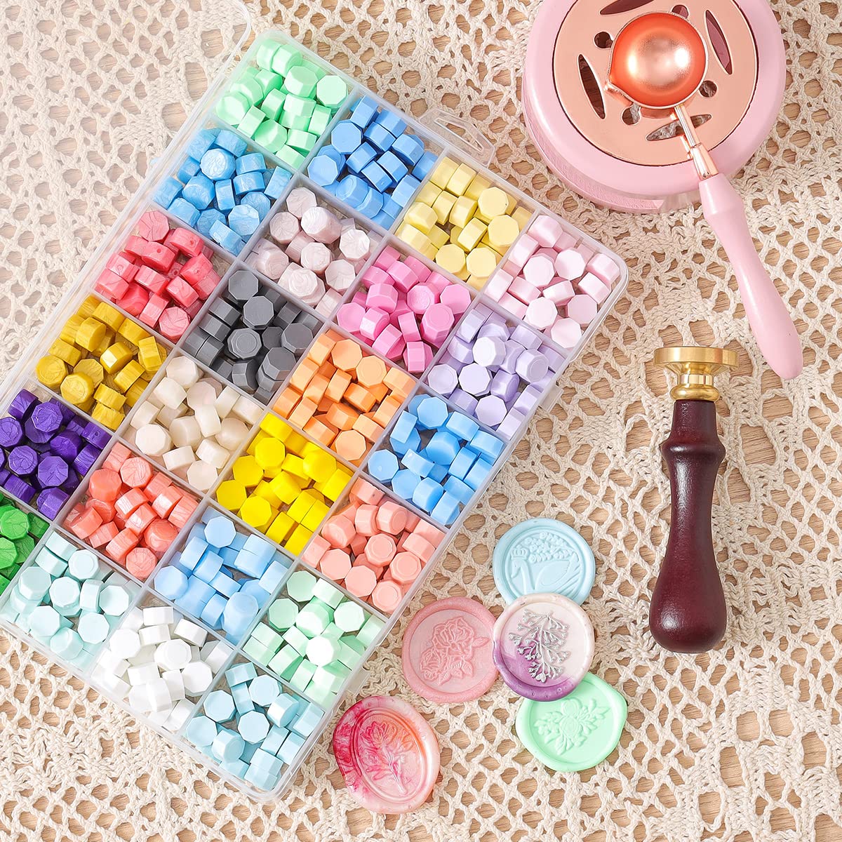 Iteryou 1250 Pcs Wax Seal Beads, 48 Colors, Brown, Multicolor, High Viscosity Sealing Wax for Wax Stamp, Craft, Wedding Invitations, Maps, Manuscripts, Envelopes, Parcels, Cards, Handicrafts, Gifts