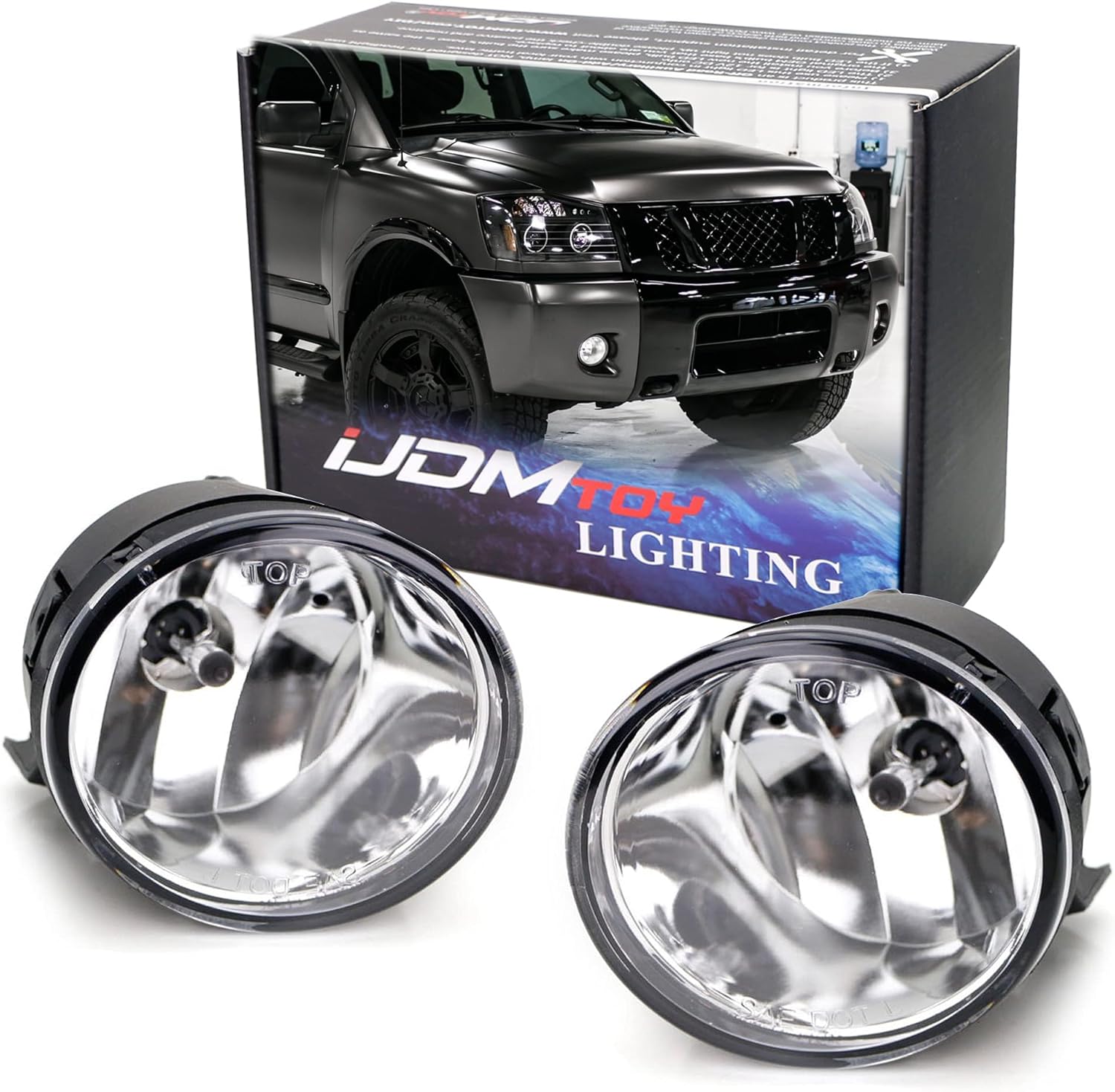 iJDMTOY OEM-Spec 889 Halogen Bulb Fog Light Assemblies Kit, Compatible with 2004-2014 Nissan Titan, 2005-2007 Nissan Armada