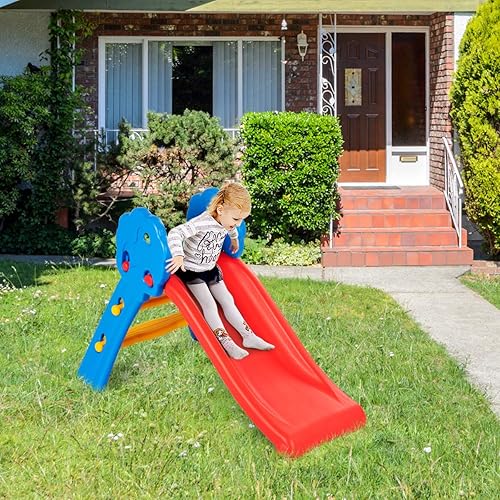 Miniatura 9 de KOTEK Tobogán plegable para niños pequeños para interiores y exteriores, juego de tobogán independiente para escalar bebés, escalador de 2