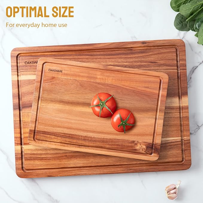 Tabla de Cortar de Madera de Acacia 41.9x33 cm con Surco y Mango miniatura 7