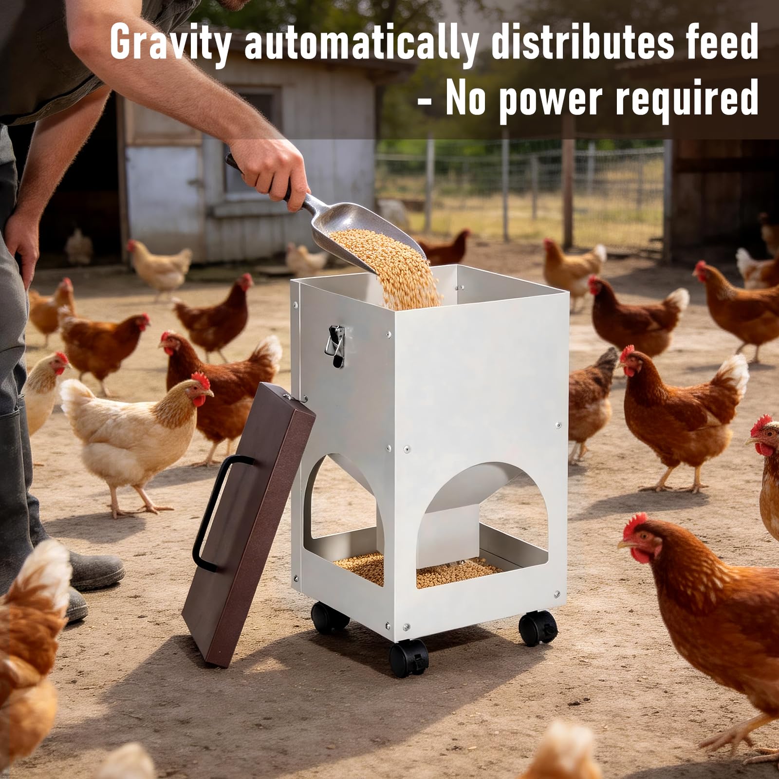 Automat do karmy dla kur, z metalu, 8 kg, dozownik karmy dla kur, kaczek, indyków, grubość, łatwe czyszczenie