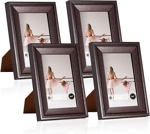 Miniatura 23 de iRahmen Juego de 4 portarretratos de 8 x 10 pulgadas, marco de fotos vintage rústico marrón con cristal real, marcos de 8 x 10 pulgadas para montaje