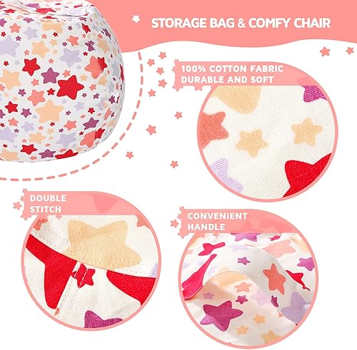 Miniatura 146 de WEKAPO - Puf con cremallera para guardar juguetes de peluche, hecho de lona de algodón de alta calidad, extragrande de 38 pulgadas, ideal para los