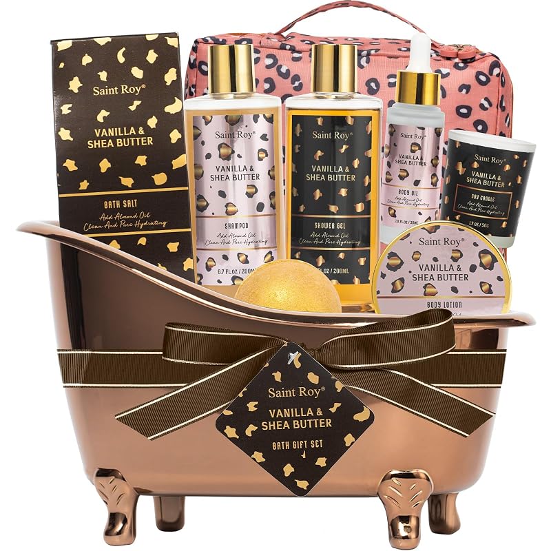 Saint Roy Kit de banho e cuidados corporais com fragrância de baunilha quente, 9 peças