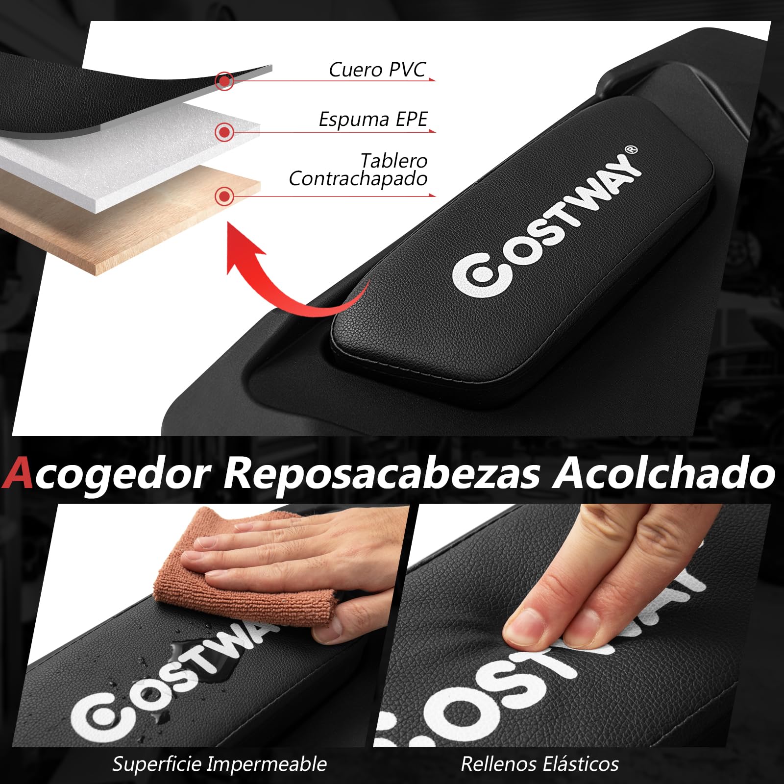 COSTWAY Camilla de Taller para Mecánicos Plegable, Plataforma de Garaje con Ruedas Universales, Reposacabezas Acolchado y Bandejas para Herramientas, Carrito Bajo para Garaje, Taller, Carga 158 kg