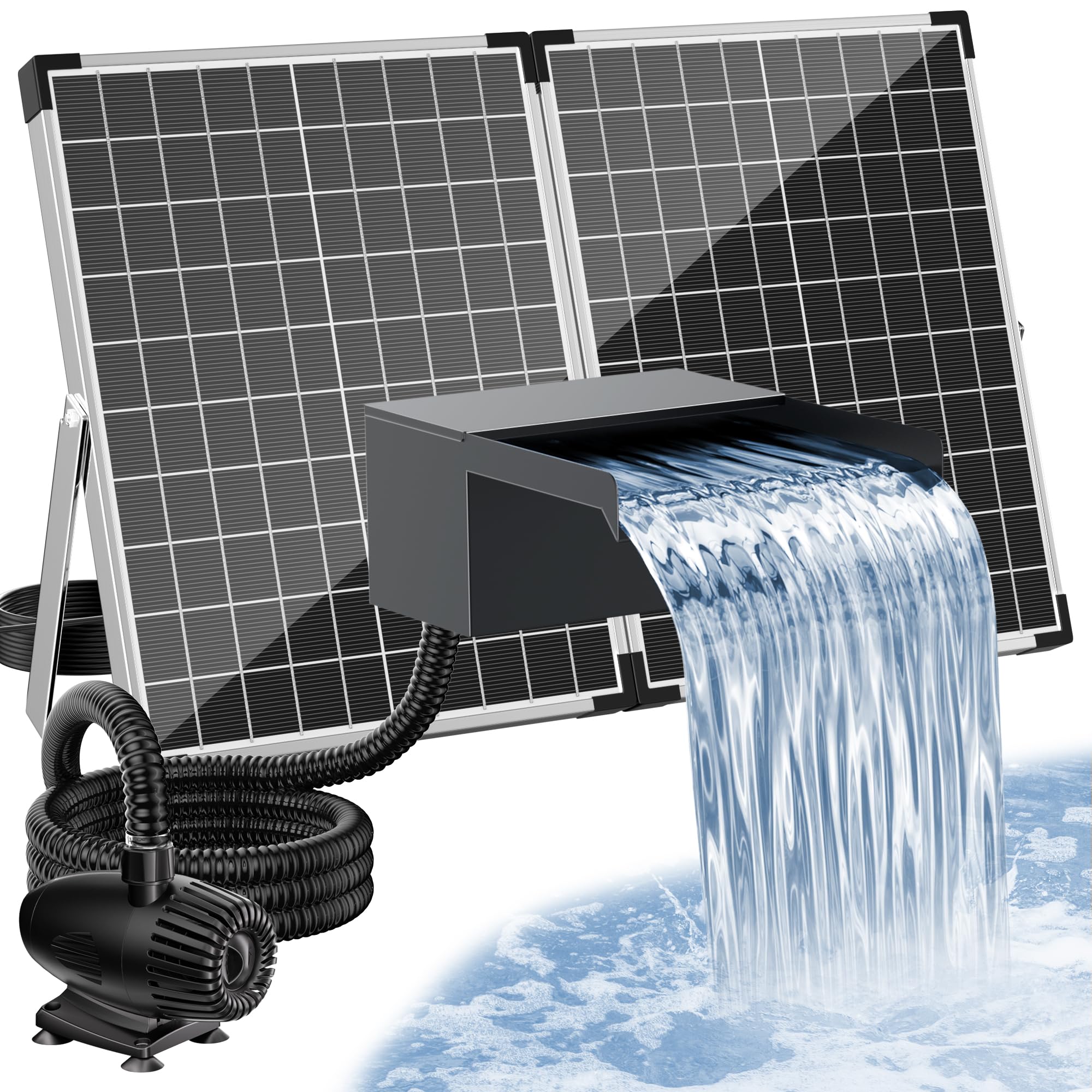 poposoap cascade étang solaire 55w