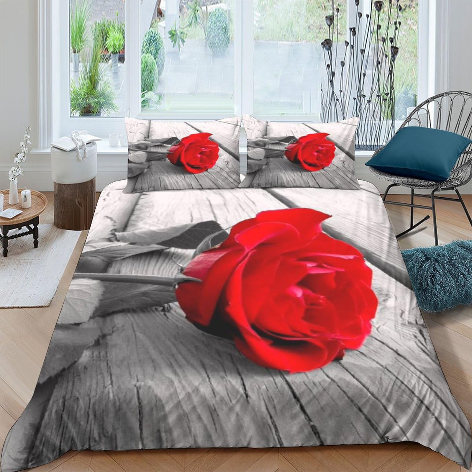 Housses de couettes 3D motif roses | Finition premium et toucher soie en microfibre double