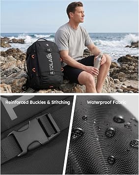 Tolaccea Travel Backpack for Men Women, 40L-50L Carry On Backpack with Wet Dry Compartment, TSA Approved Laptop Daypack Fits 15.6, Convertible Expandable Large Rucksack Duffel Bag for Work Travel