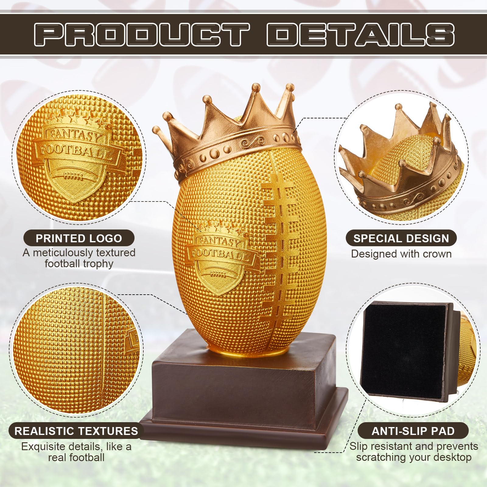 Quelay Große Fußball Champion King Trophäe für Fußball Sport Trophäe Teilnahme Gewinner Geschenk Torpost Award