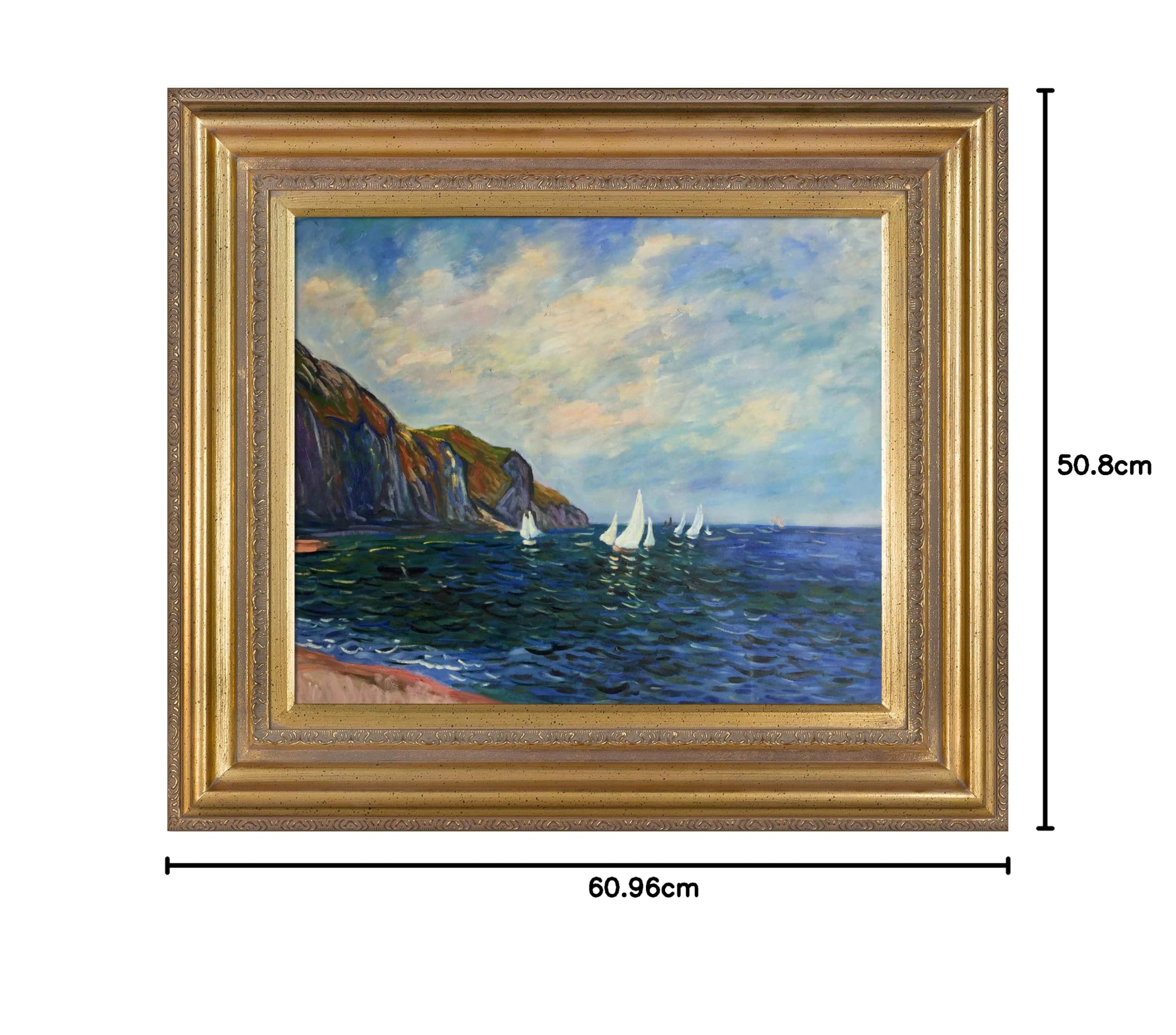 Amazon.co.jp: 手描きReproduction of Claude Monet崖とヨットat