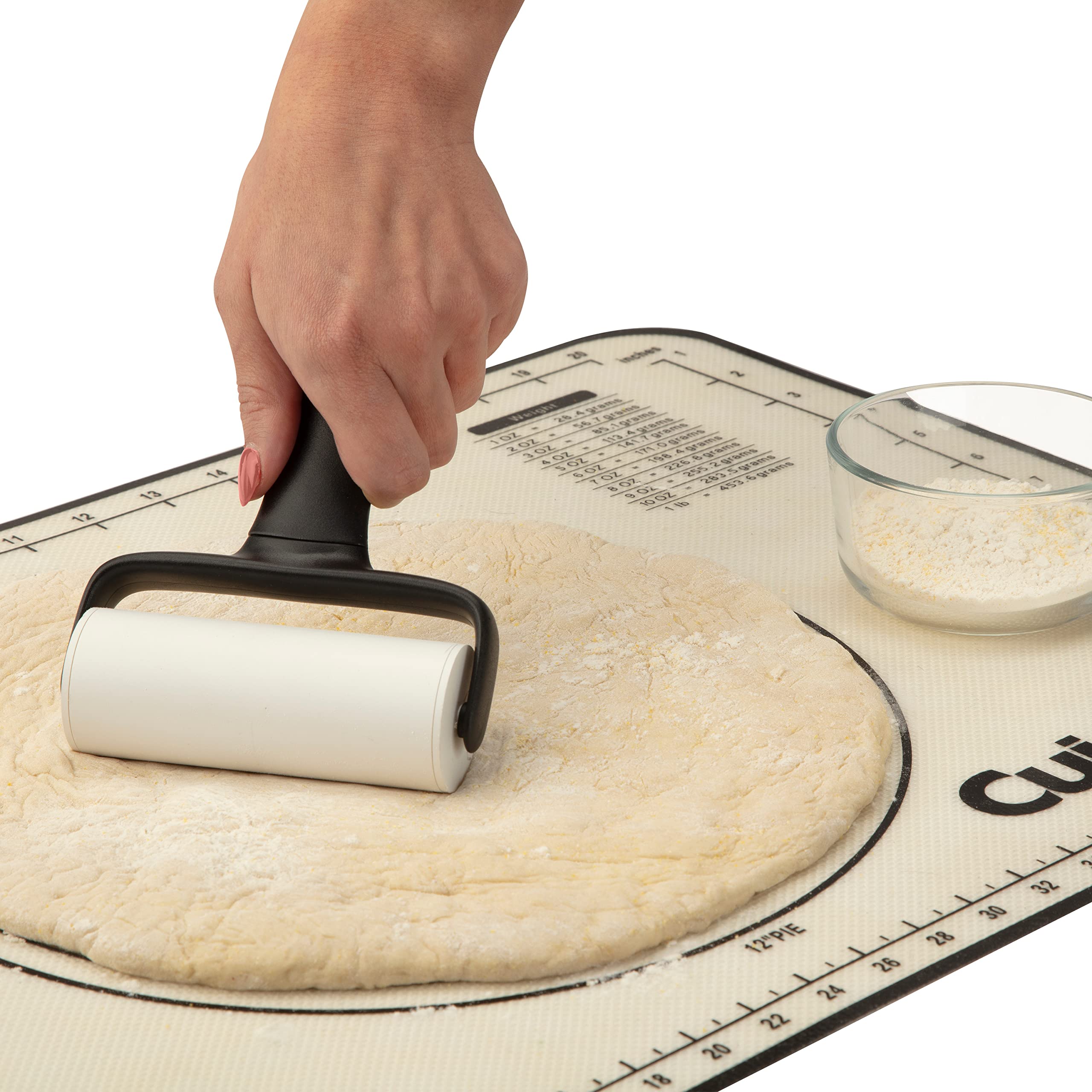 Cuisinart CPS-3216 - Juego de 5 piezas de preparación y servicio de pizza (alfombrilla de silicona antiadherente, cáscara de pizza de madera, cortador de pizza, cortador de masa, rodillo de masa)