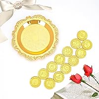 Vista 8 de TINGKU Juego de 13 Monedas de Unidad para Ceremonia de Boda Arras de Boda con Bandeja Placa Boda Arrhae Moneda Católica