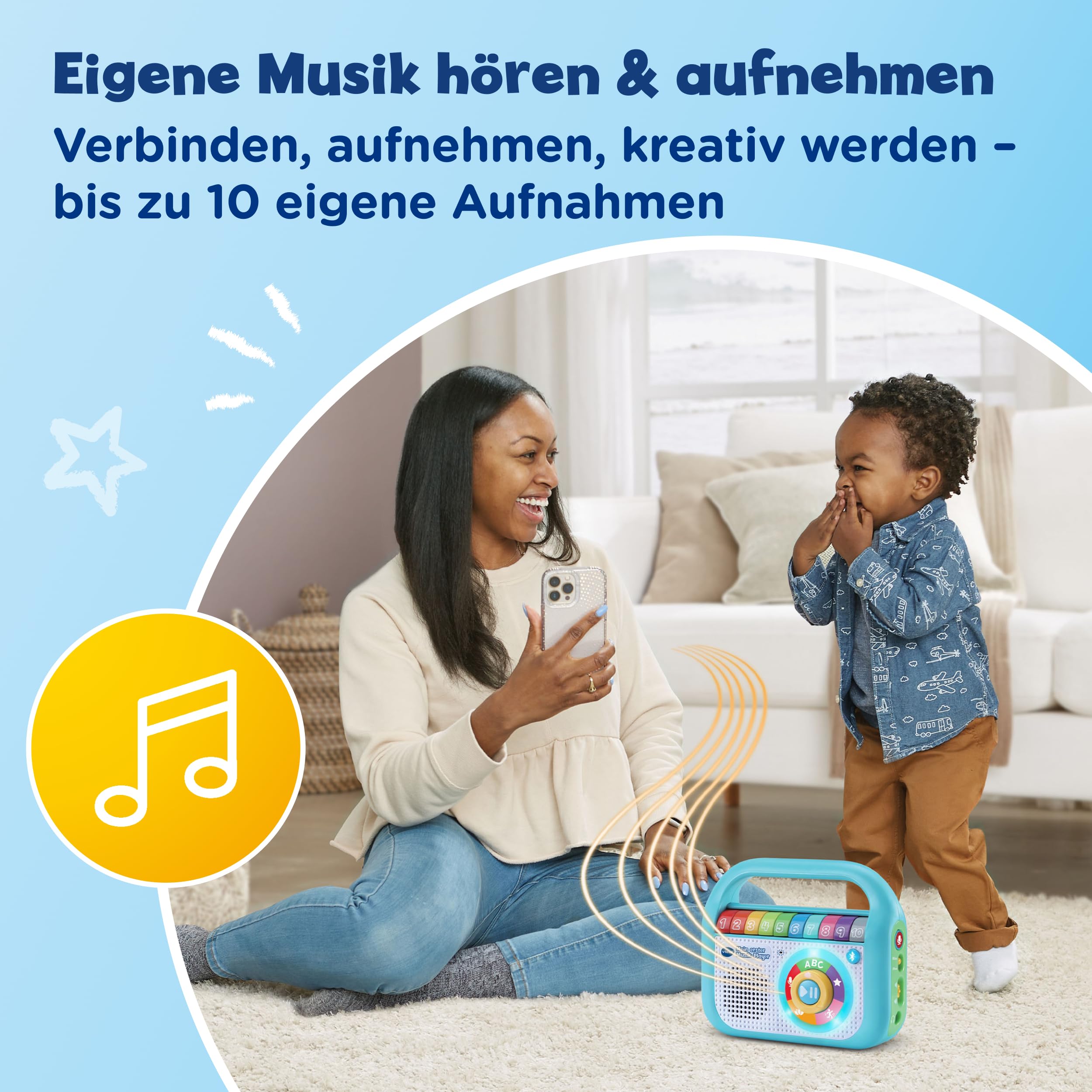 VTech Mein Erster Musik-Player – Kinder MP3 Player mit Bluetooth, 40 Lieder