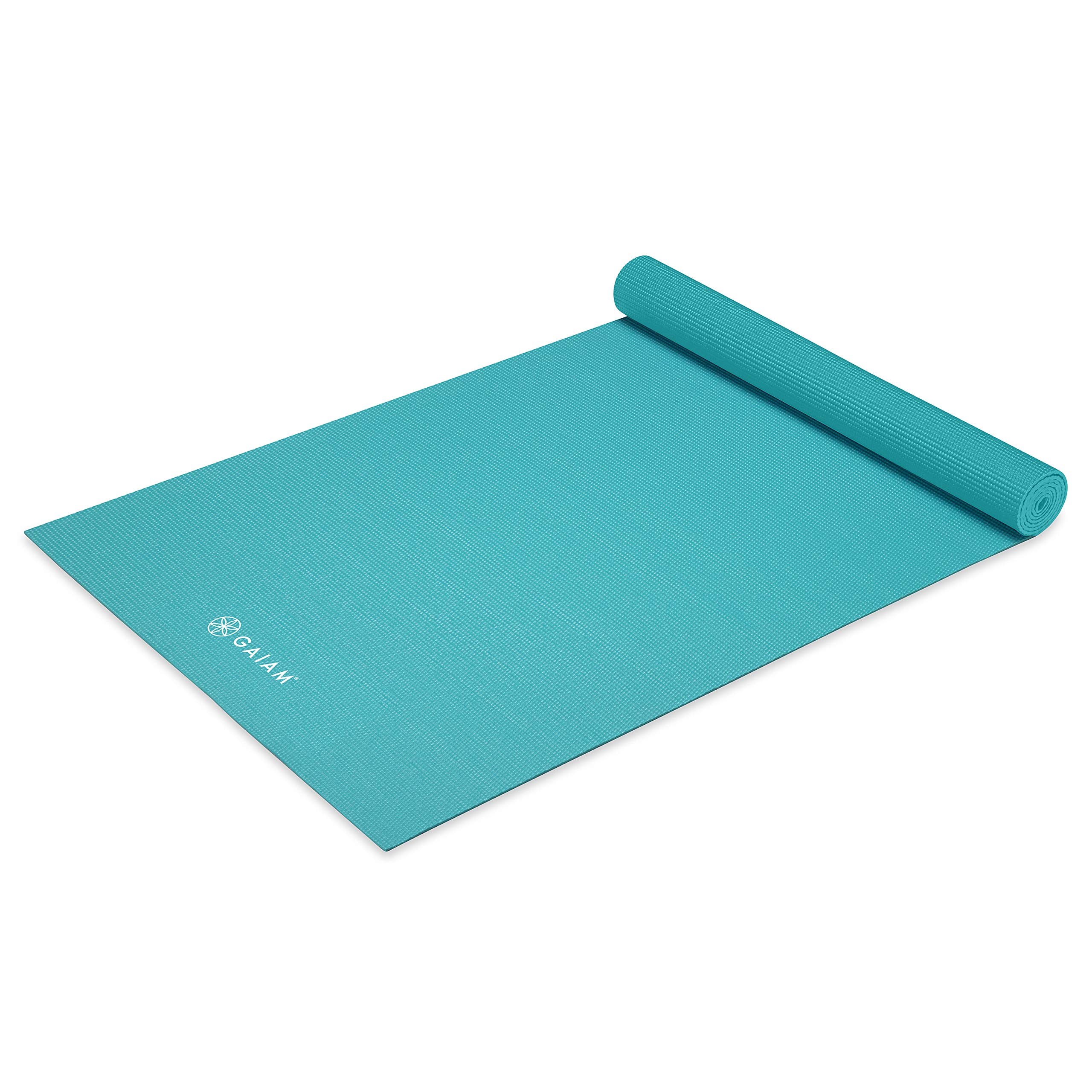Gaiam Yoga Mat Premium Solid Color Reversible Non Slip Exercise & Fitness Mat for All Types of Yoga, Pilates & Floor Workouts, Light Blue, 6mm