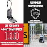 Master Lock 5482EURD Key Safe with New Innovative Design, Flexible Cable Shackle,Outdoor Key Lock Box, Capacity, High Security, Extra Large - 6