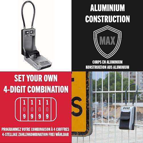 Master Lock 5482EURD Key Safe with New Innovative Design, Flexible Cable Shackle,Outdoor Key Lock Box, Capacity, High Security, Extra Large - 6