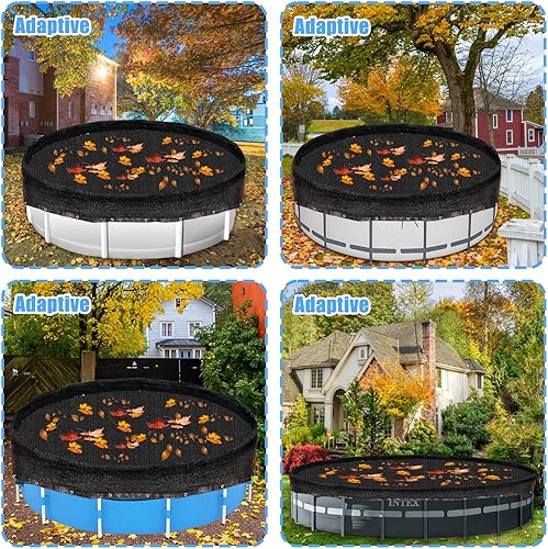 Miniatura 4 de Hlimior - Red de hojas redondas de 18 pies para piscina sobre el suelo, cubierta de malla de invierno, red de seguridad para piscina que se adapta a