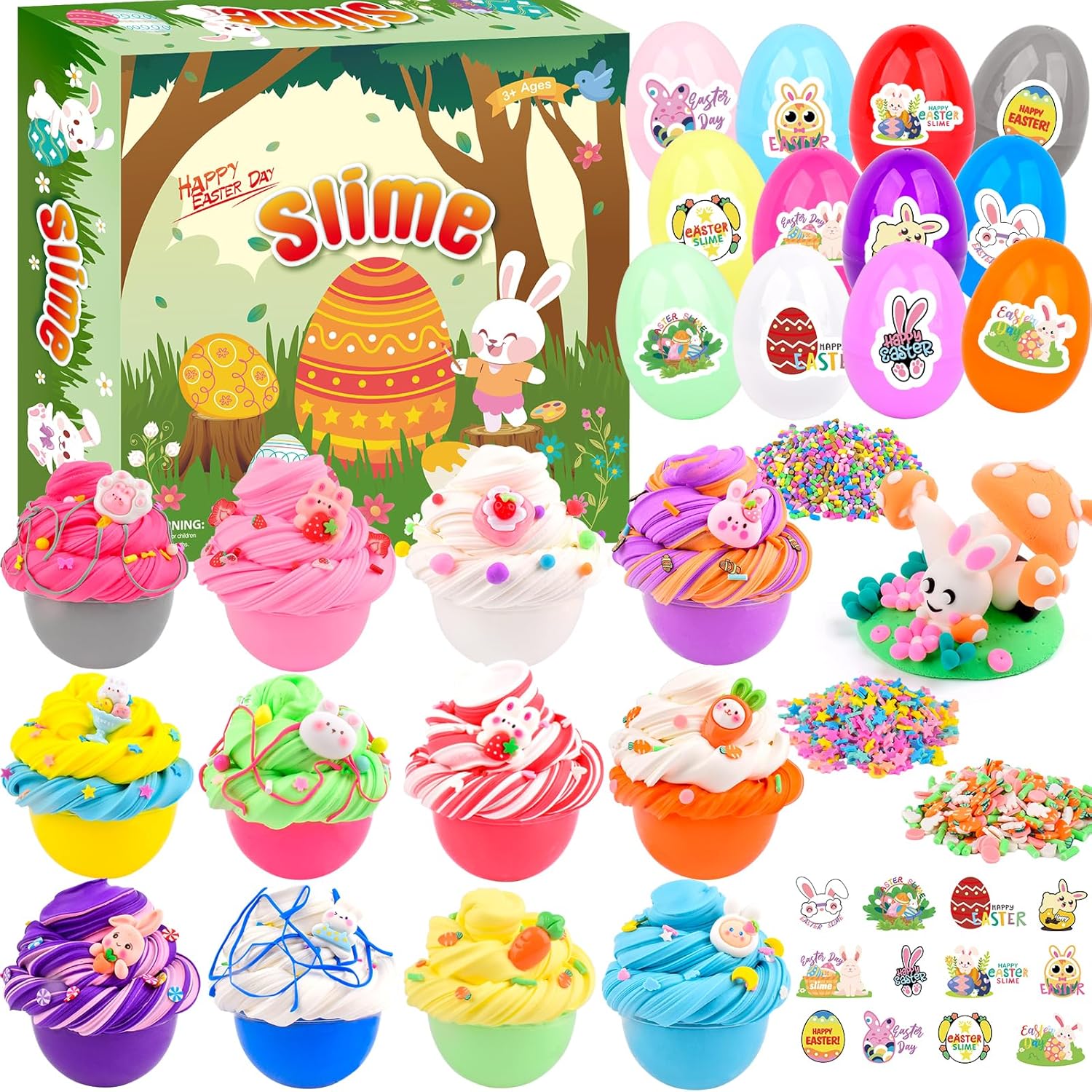 12-Pack Easter Egg Slime Kit – Stretchy, Scented, Colorful Slime for Kids – Perfect Easter Basket Stuffers, Egg Hunt Prizes, Party Favors, and Holiday Activities