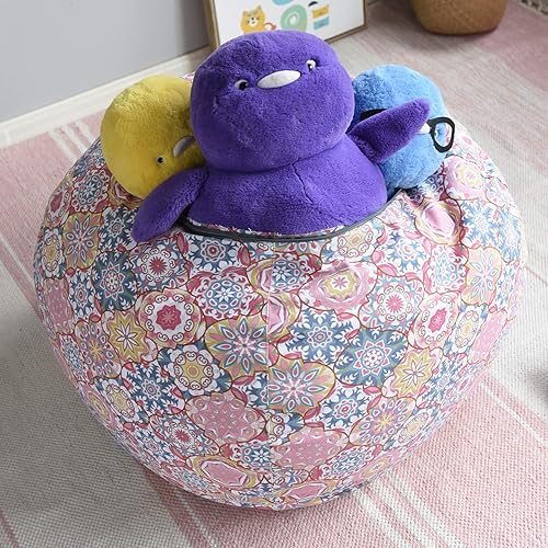 Miniatura 87 de YuppieLife Funda para puf de almacenamiento para niños (sin relleno), organizador de juguetes, sofá con asa de transporte, disponible para niños y