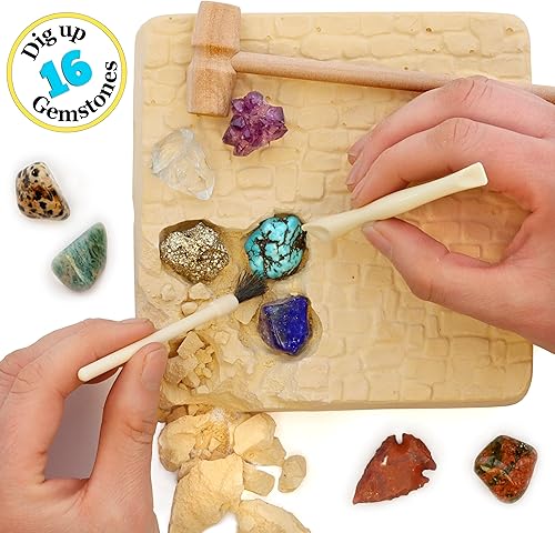 Miniatura 6 de DANCING BEAR Kit de excavación de piedras preciosas, excavar 16 gemas y cristales reales, incluyendo puntas de flecha, puntos de cuarzo y amatista,