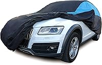 Vista 10 de MORNYRAY Funda impermeable para auto para todo tipo de clima, protección UV, resistente al viento, para exteriores, ajuste universal para sedán Azul