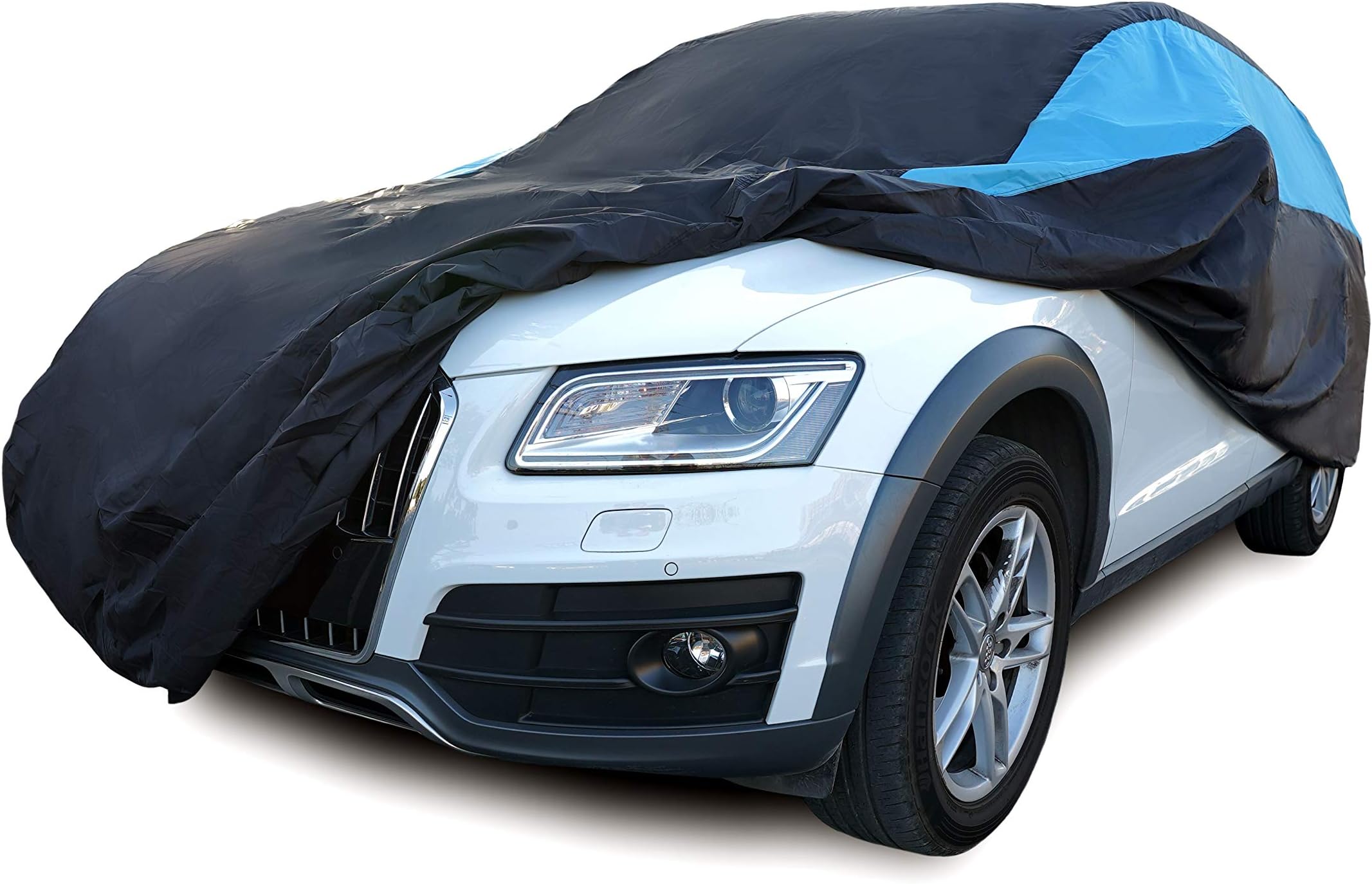 MORNYRAY Waterproof Car Cover All Weather Snowproof UV Protection Windproof Outdoor Full SUV Car Cover, Universal Fit for SUV (Fit SUV Length 202-210 inch, Blue)