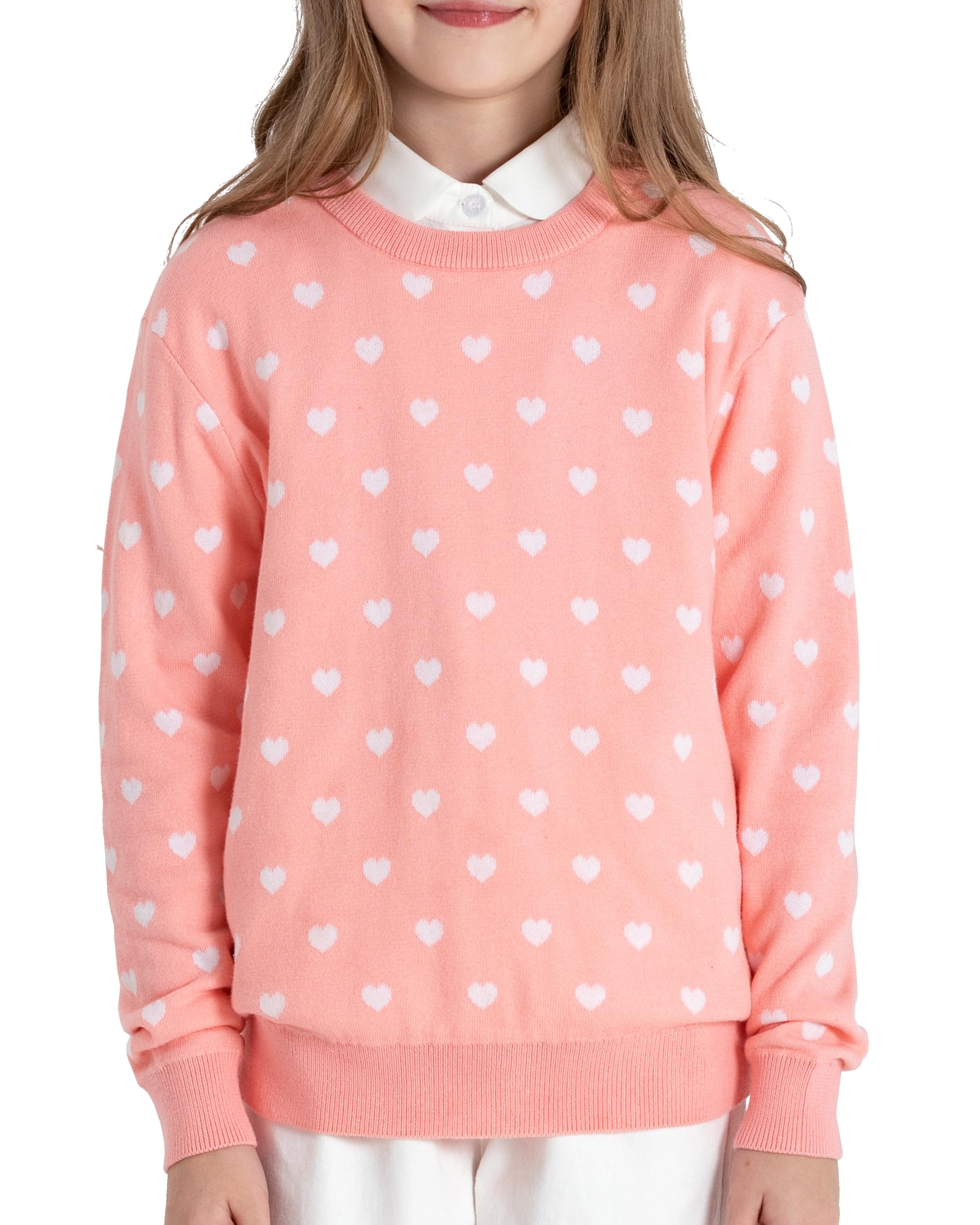 BOBOYOYO Girls Sweaters 100% Cotton Kids Sweater Holiday Teen Winter Pullover Crew Neck Long Sleeve Knit Top