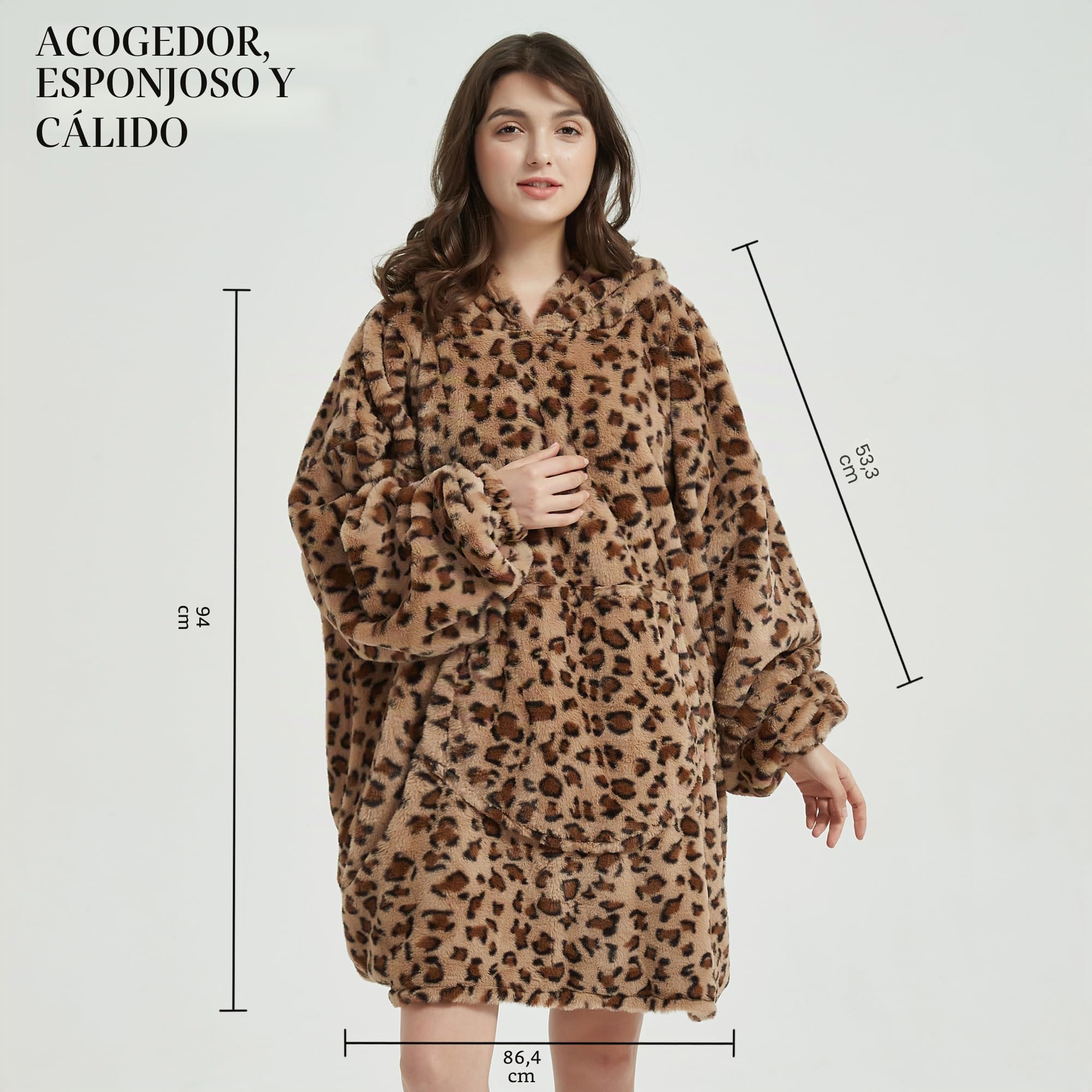 Viviland Sudadera con capucha de gran tamaño, súper suave, cálida, cómoda, con bolsillo frontal grande, regalo para mujeres, hombres, adolescentes y niños, marrón