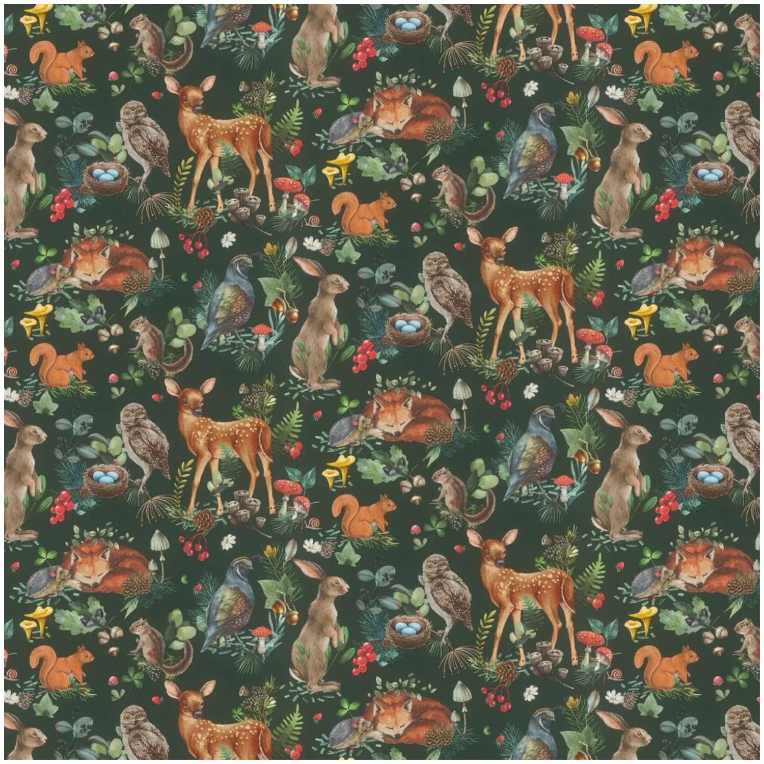 YöL Home Style Forest Friends Wallpaper - Animals Black Washable Paste The Wall Wallcovering - 10.05m x 53cm Roll - Versatile Sophisticated Contemporary - Bedroom Feature Statement Wall