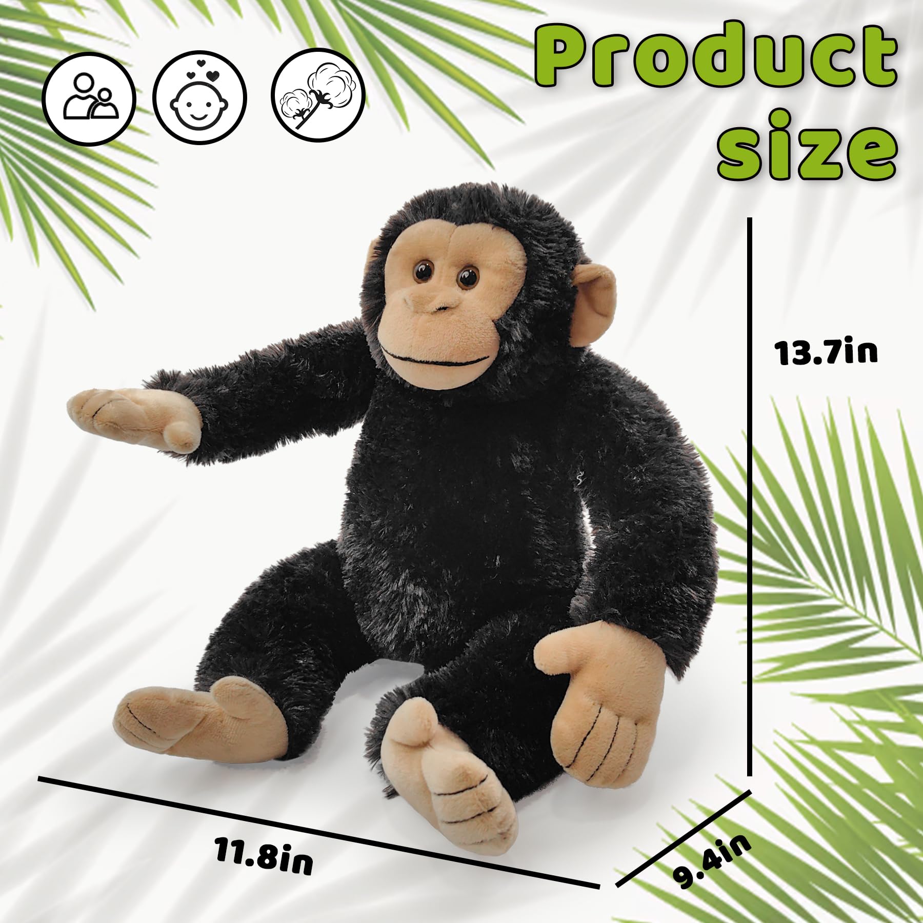 リアルチンパンジーぬいぐるみ　【希少品】 Amazon.co.jp: リアルなチンパンジーのぬいぐるみのおもちゃ、13インチ