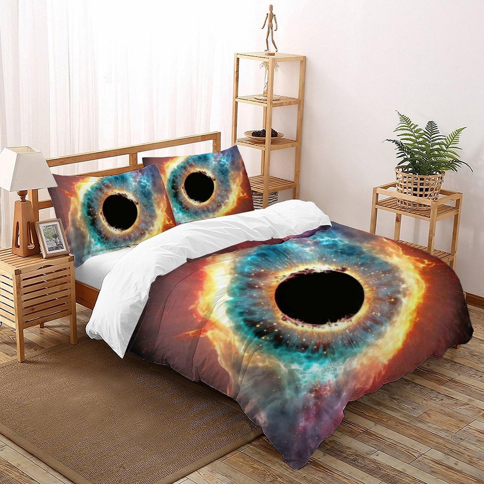 Housse de couette double planètes 3D en microfibre avec 2 taies d'oreiller pour lit garçon