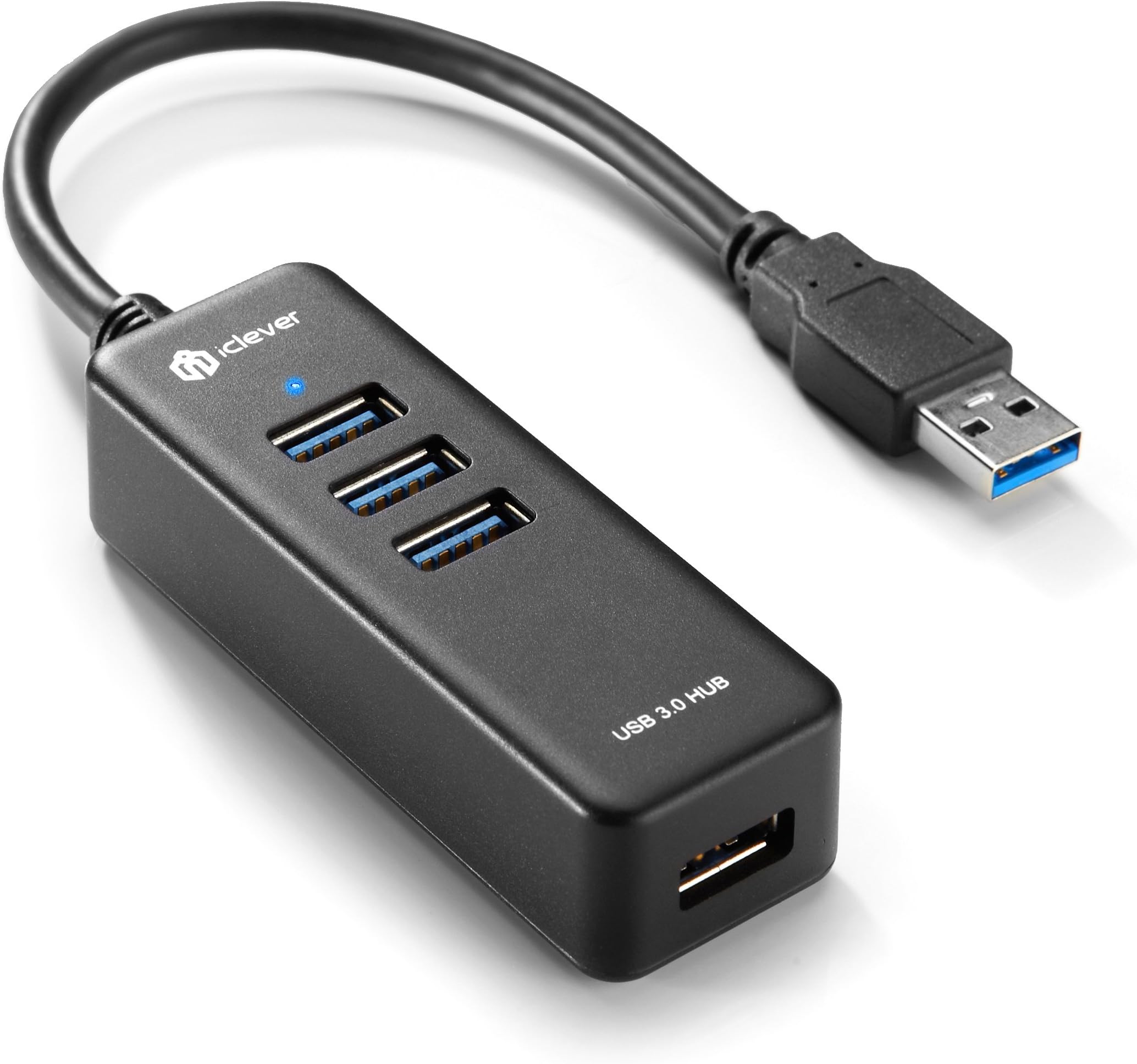 iClever IC-H003 4-Port Superspeed USB 3.0 Hub with a Built-in 1ft USB 3.0 Cable