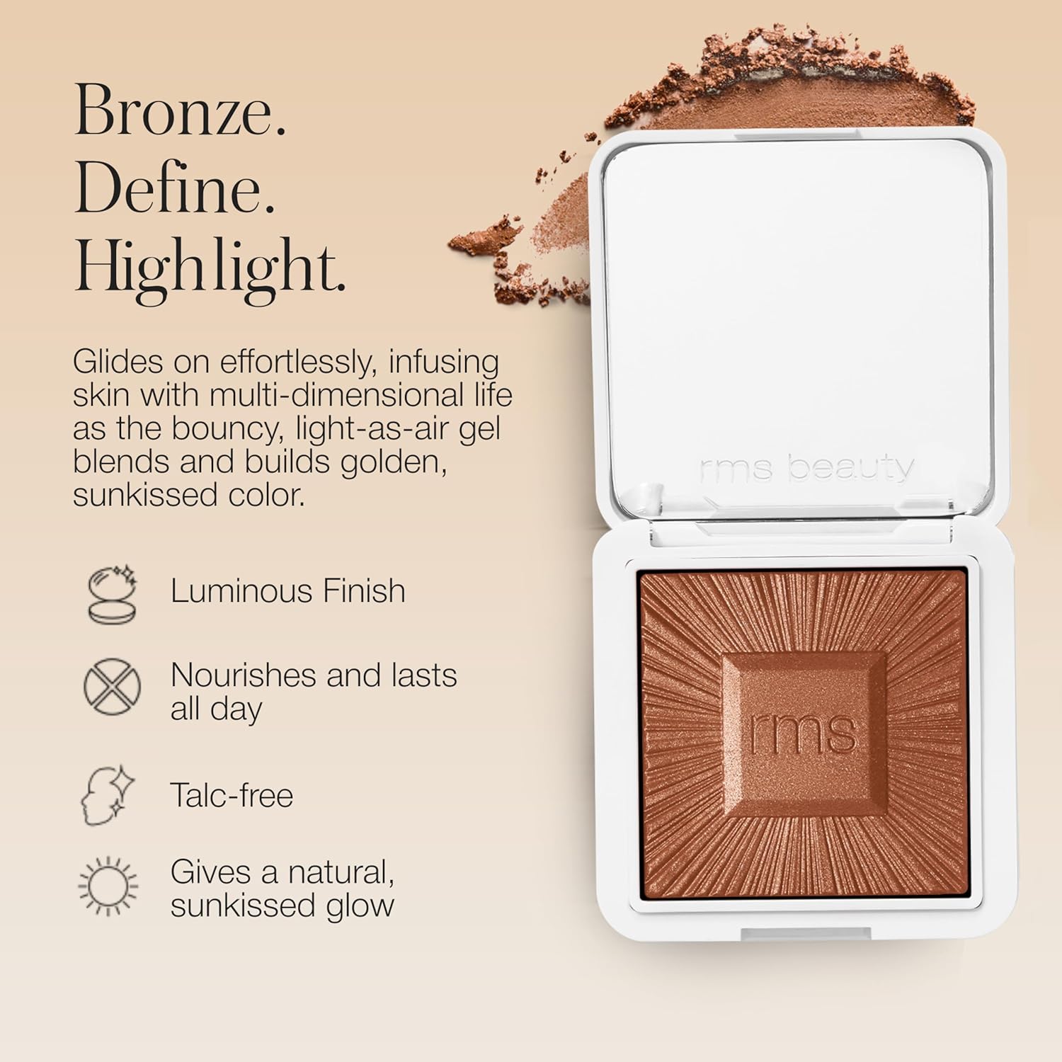 RMS Beauty Redimension Hydra-Bronzer Cream Bronzer & Highlighter | Hydrating Lightweight Formula | Medium Shade for Natural Glow & Sculpted Contour - Image 3